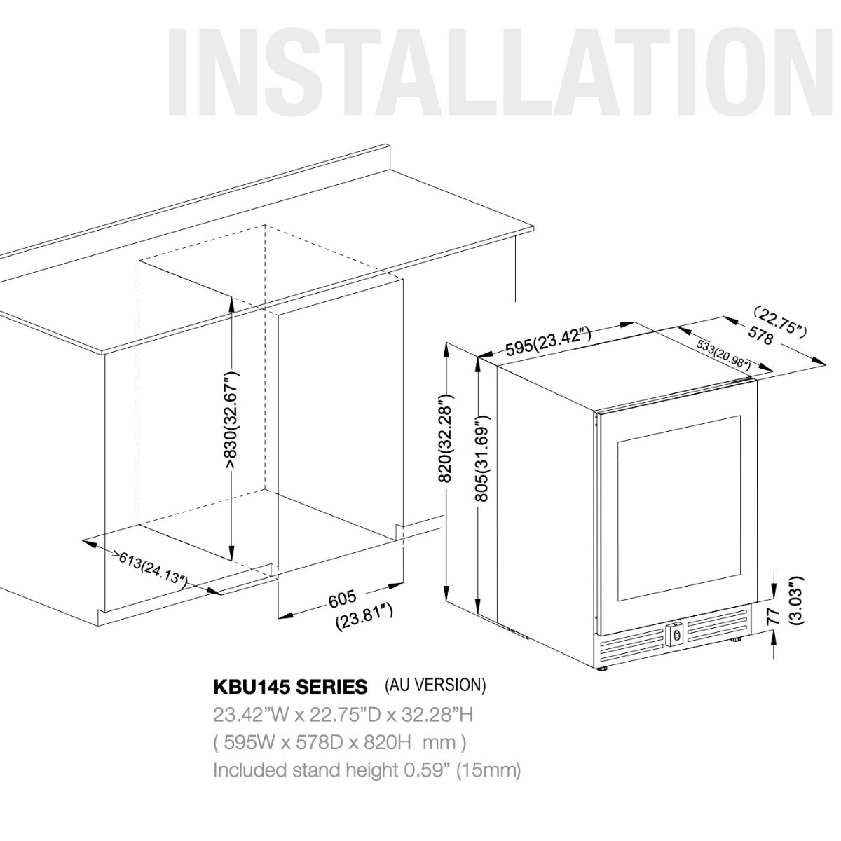 1200mm Wide Under-Bench Wine & Bar Fridges Combo with Individual Spaces and Temperatures