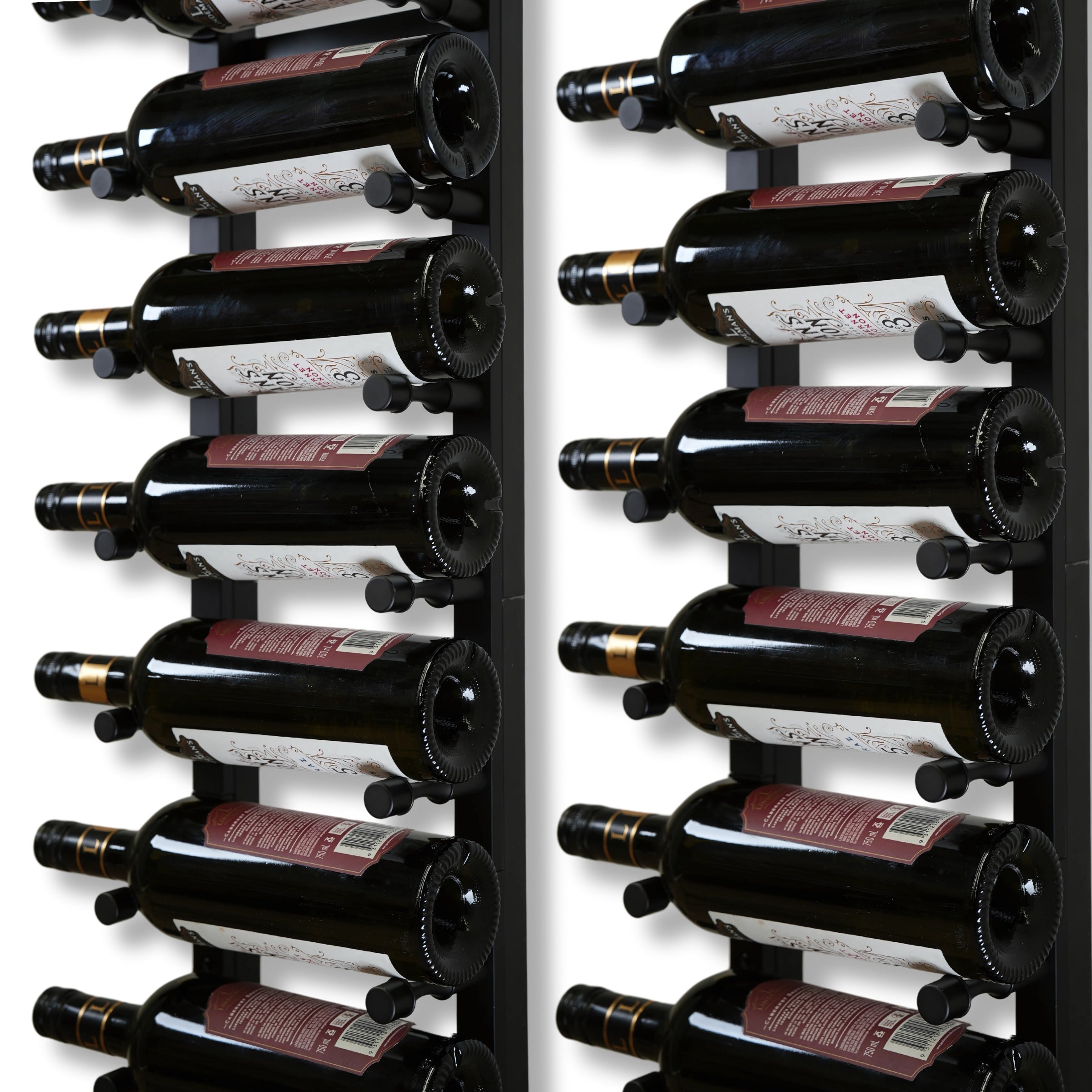 Offset Peg Wall-Mounted Metal Rail Wine Rack