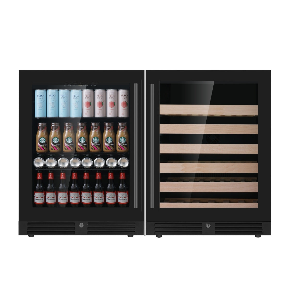 1200mm Wide Under-Bench Wine & Bar Fridges Combo with Individual Spaces and Temperatures