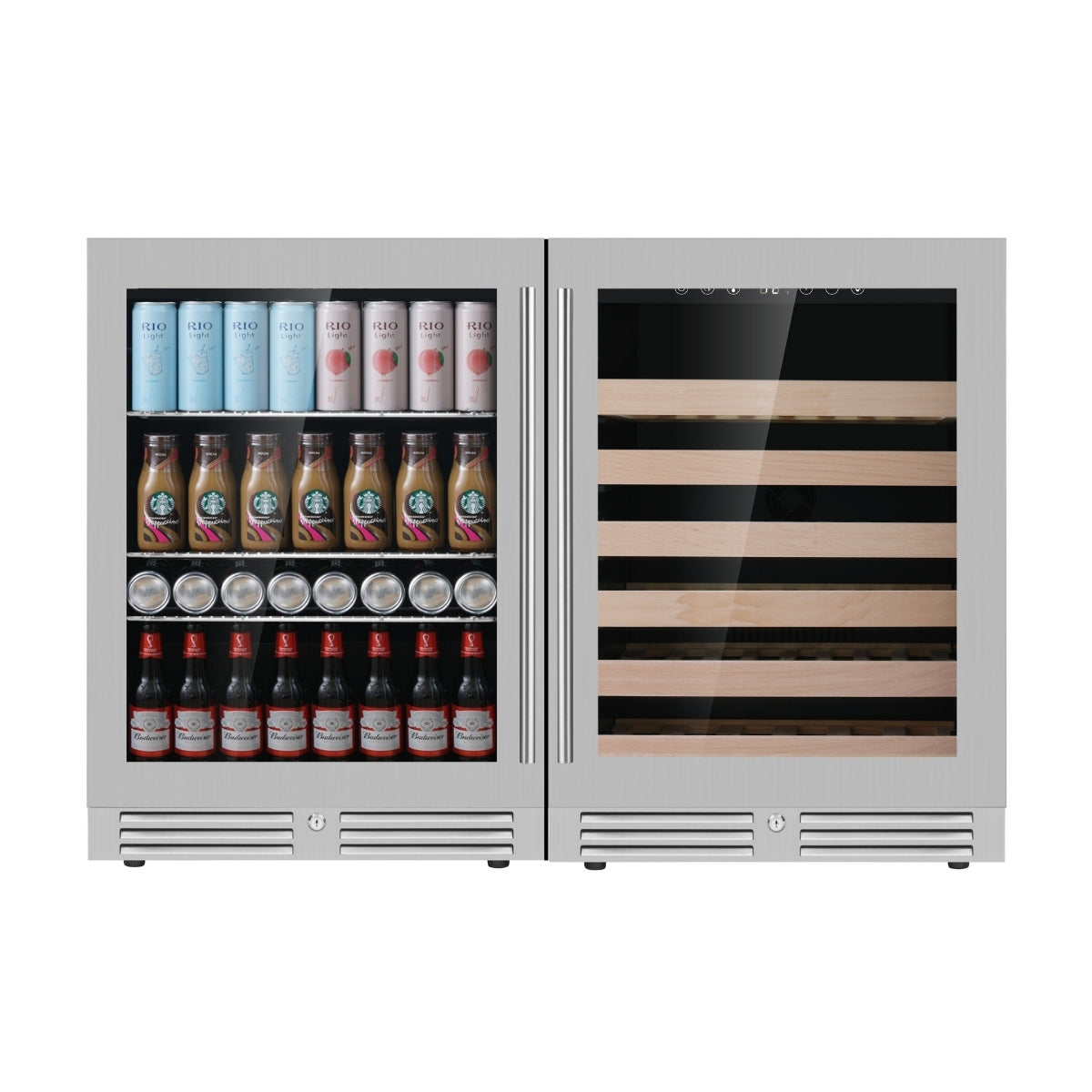 1200mm Wide Under-Bench Wine & Bar Fridges Combo with Individual Spaces and Temperatures