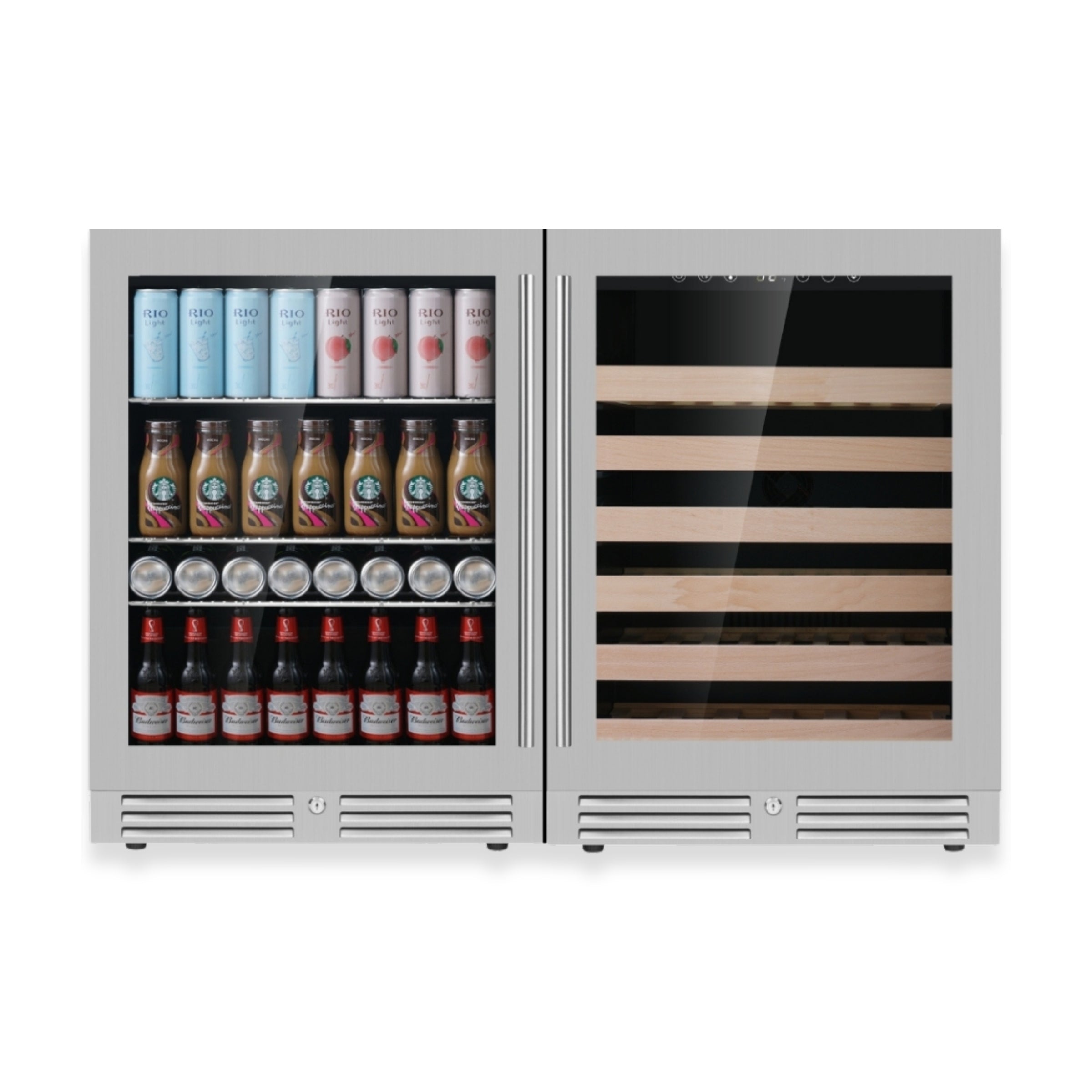 1200mm Wide Under-Bench Wine & Bar Fridges Combo with Individual Spaces and Temperatures