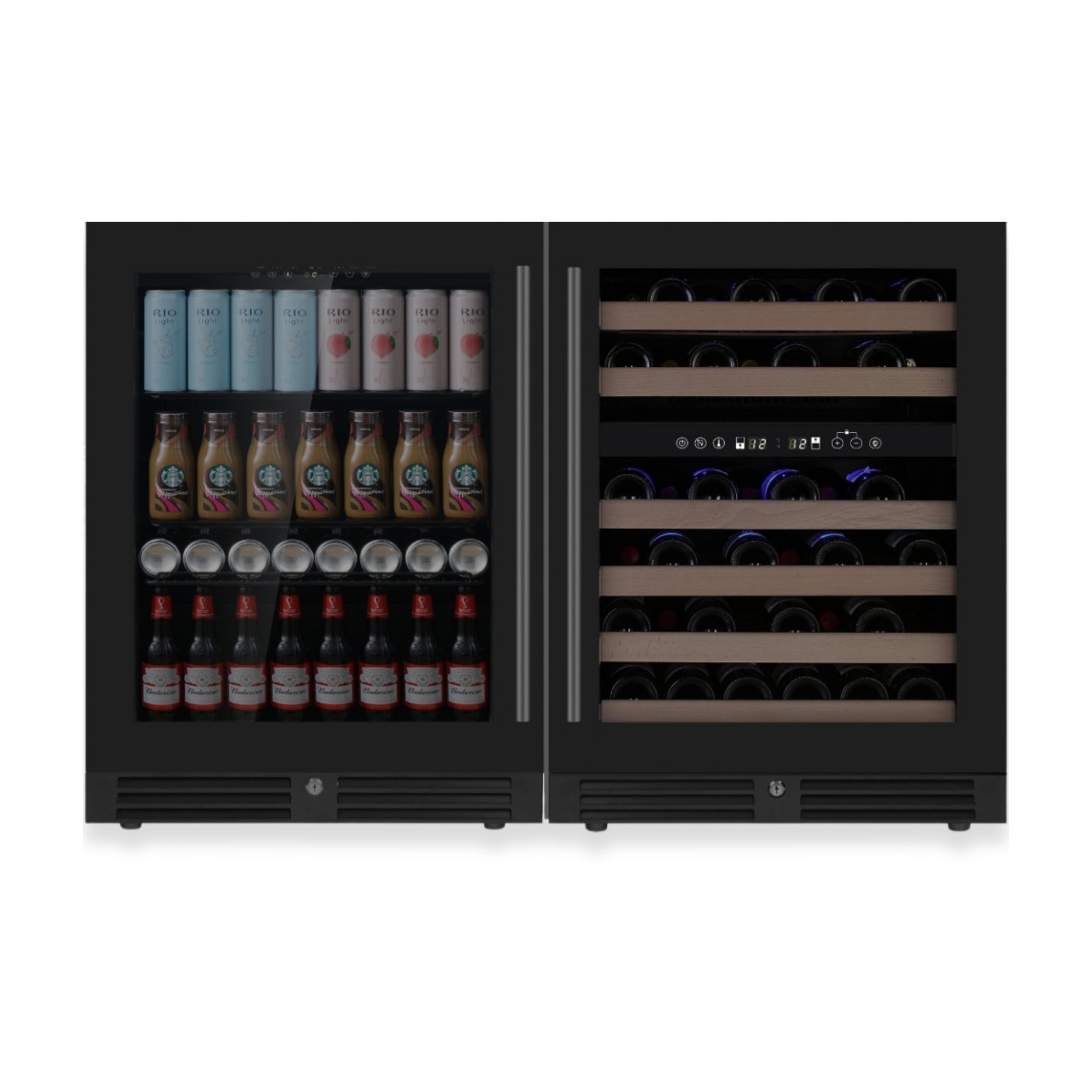 1200mm Wide Under Bench Wine Fridge and Bar Refrigerator COMBO with 3 Separate Temperature Zones