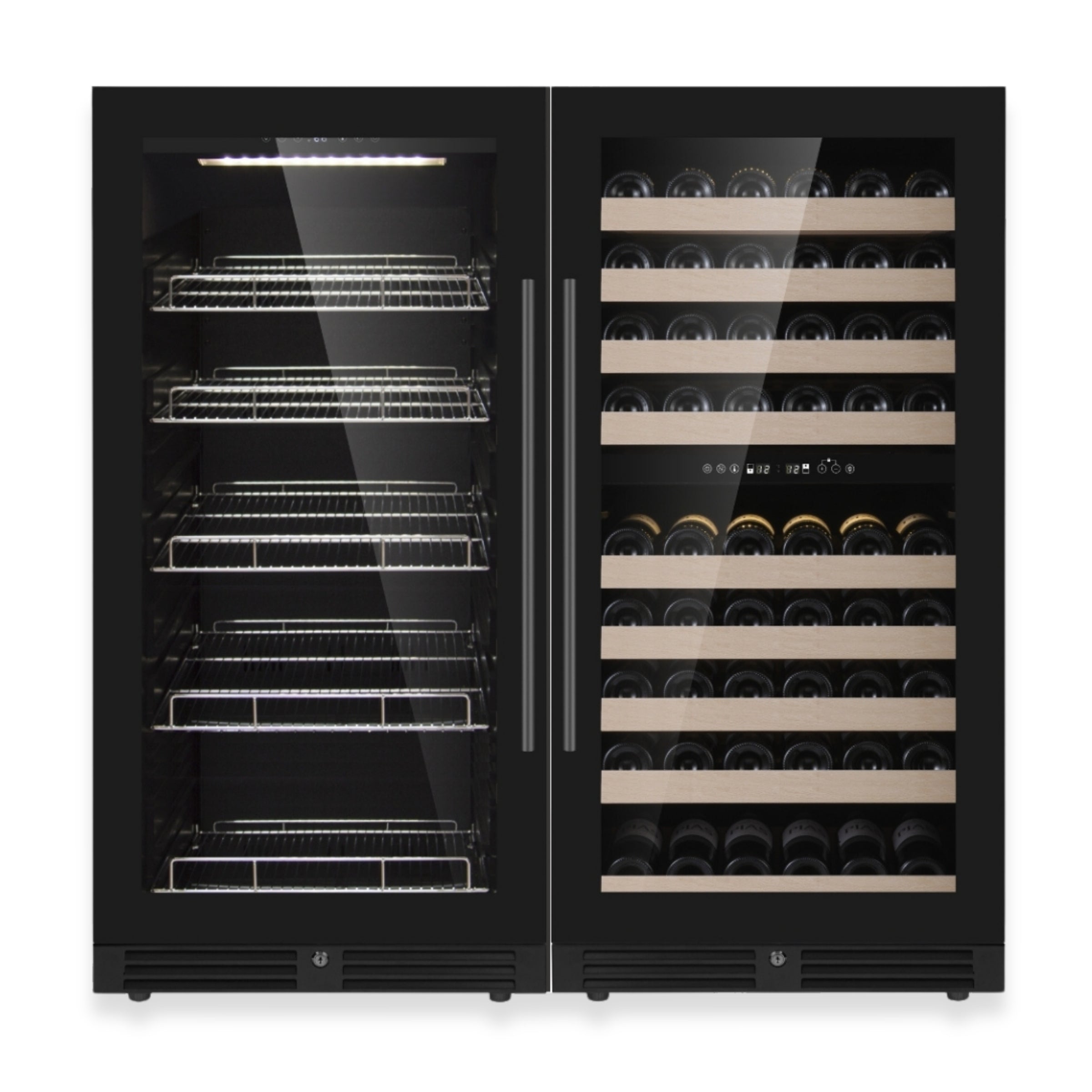 1200mm High Upright Wine and Beverage Refrigerator Combo with 3 Separate Temperature Zones