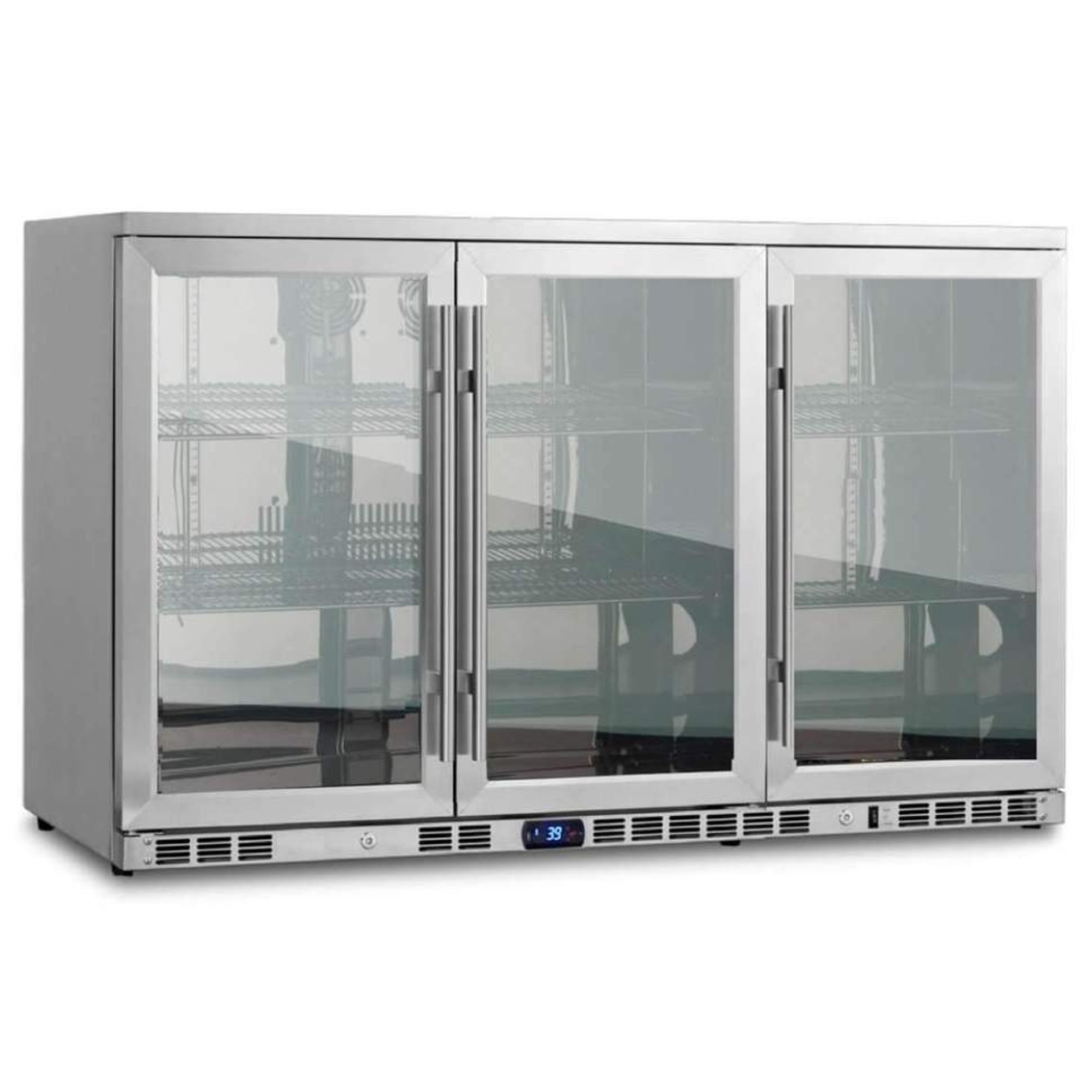 3 Door Full Stainless Under Bench Beverage Fridge Heating Glass