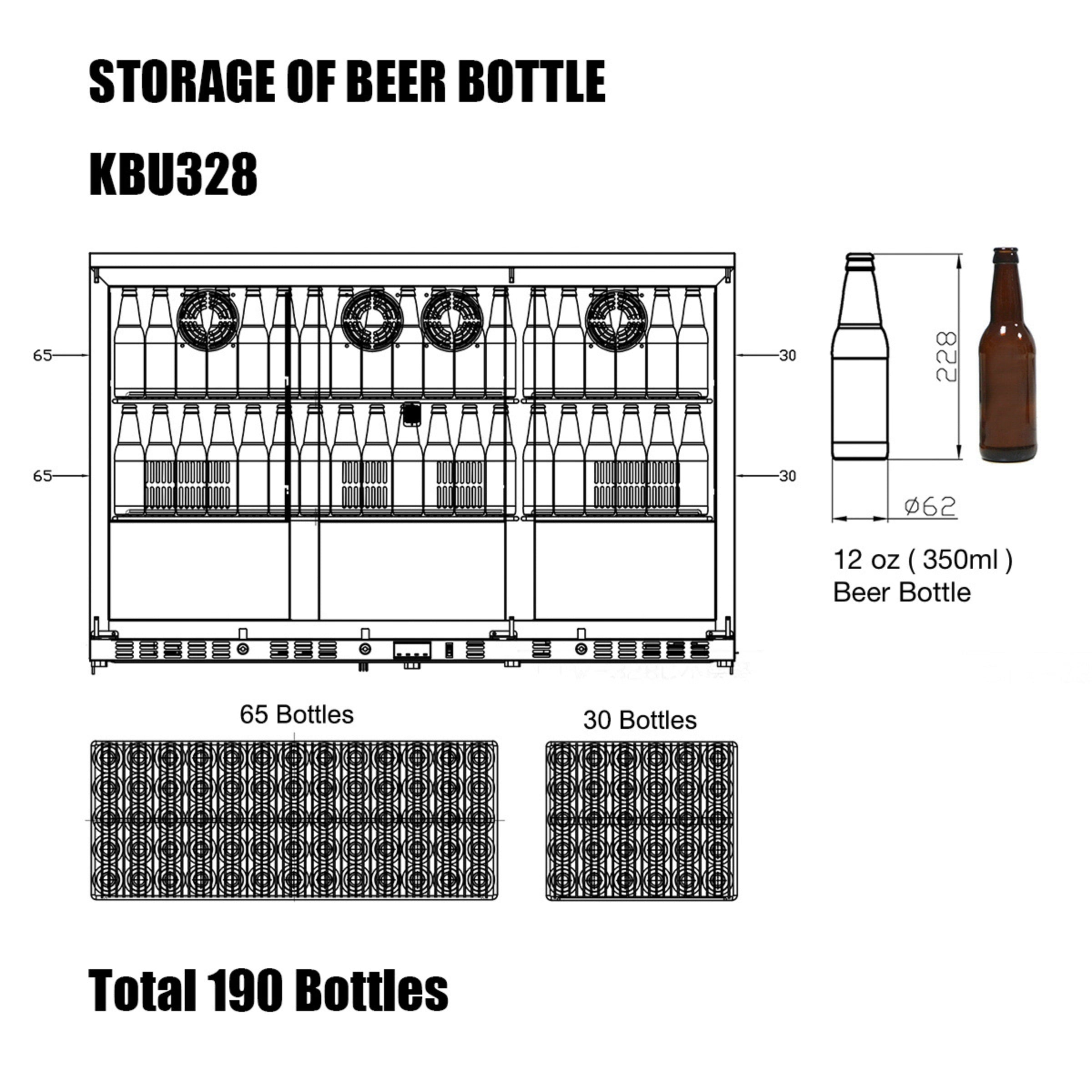 3 Door Under Bench Beverage Outdoor Fridge