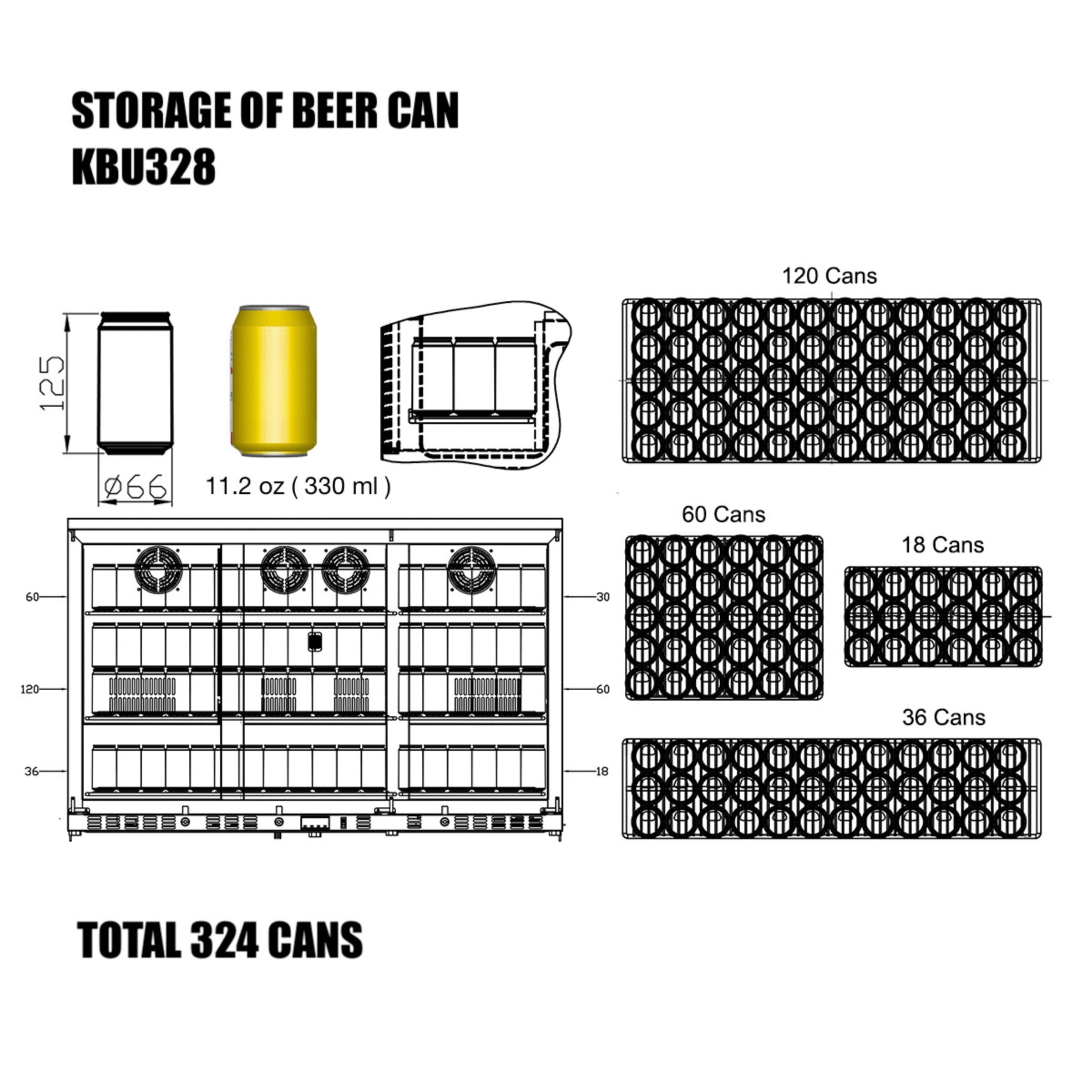 3 Door Under Bench Beverage Outdoor Fridge