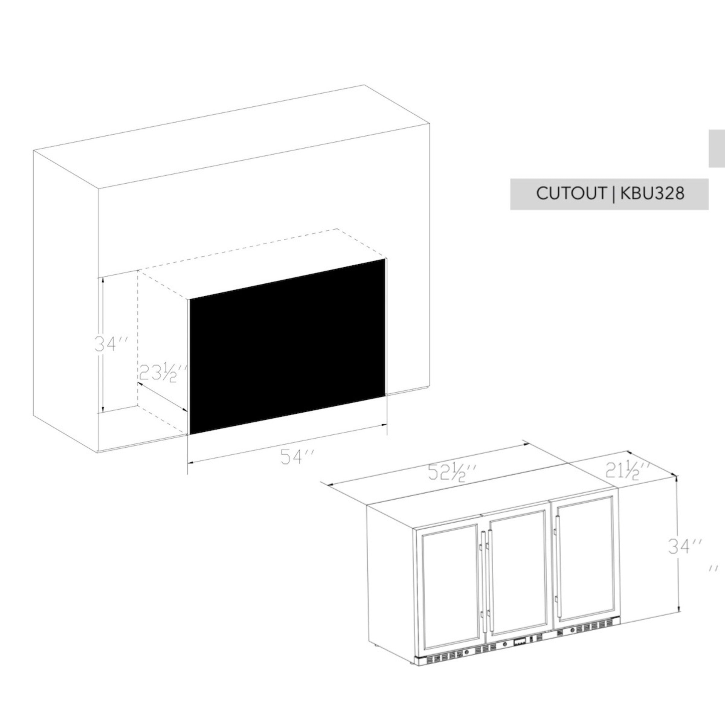 3 Door Under Bench Beverage Outdoor Fridge