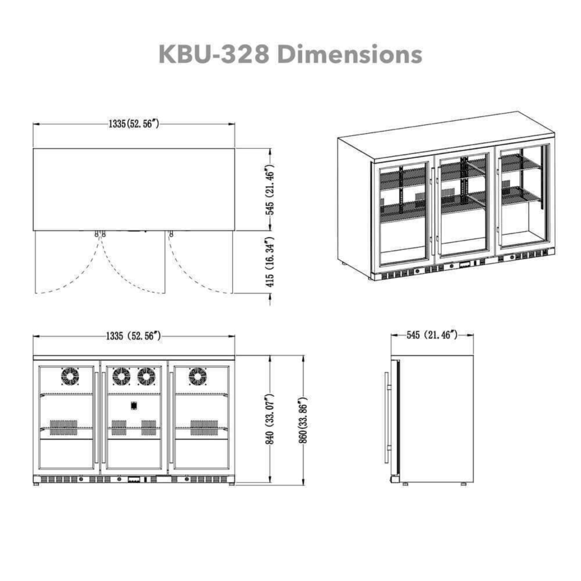 3 Door Under Bench Beverage Outdoor Fridge