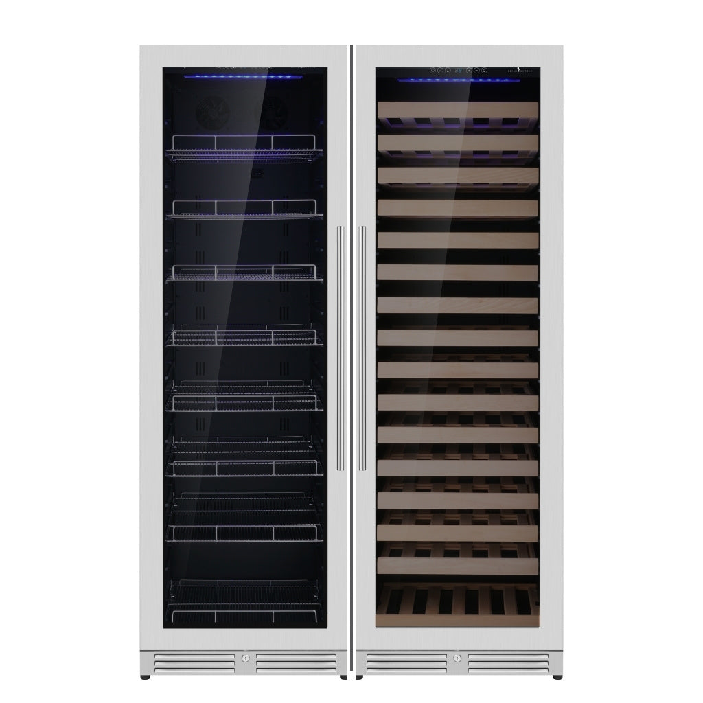 1800mm High Upright Wine & Beverage Refrigerator Combo with Individual Spaces and Temperatures