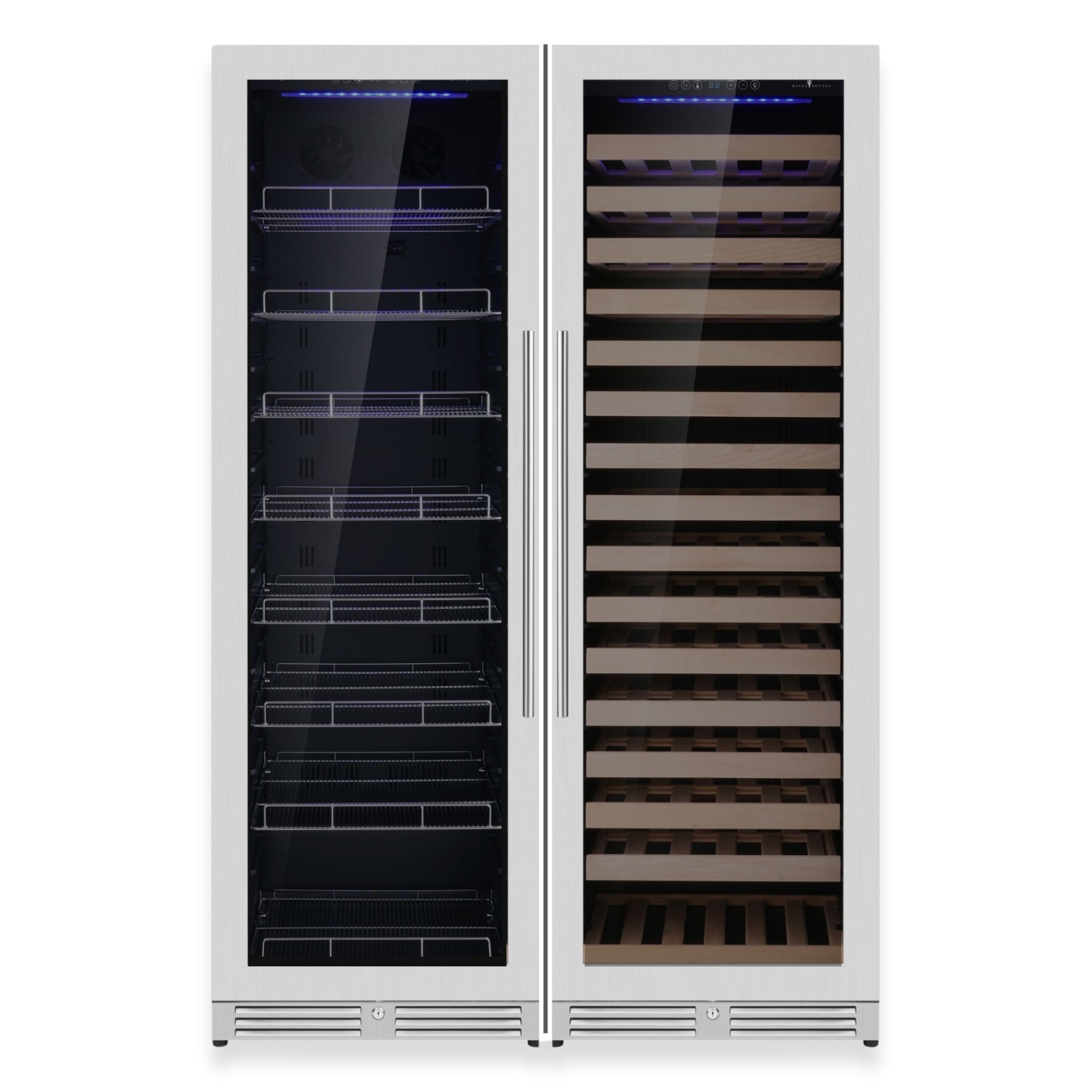 1800mm High Upright Wine & Beverage Refrigerator Combo with Individual Spaces and Temperatures