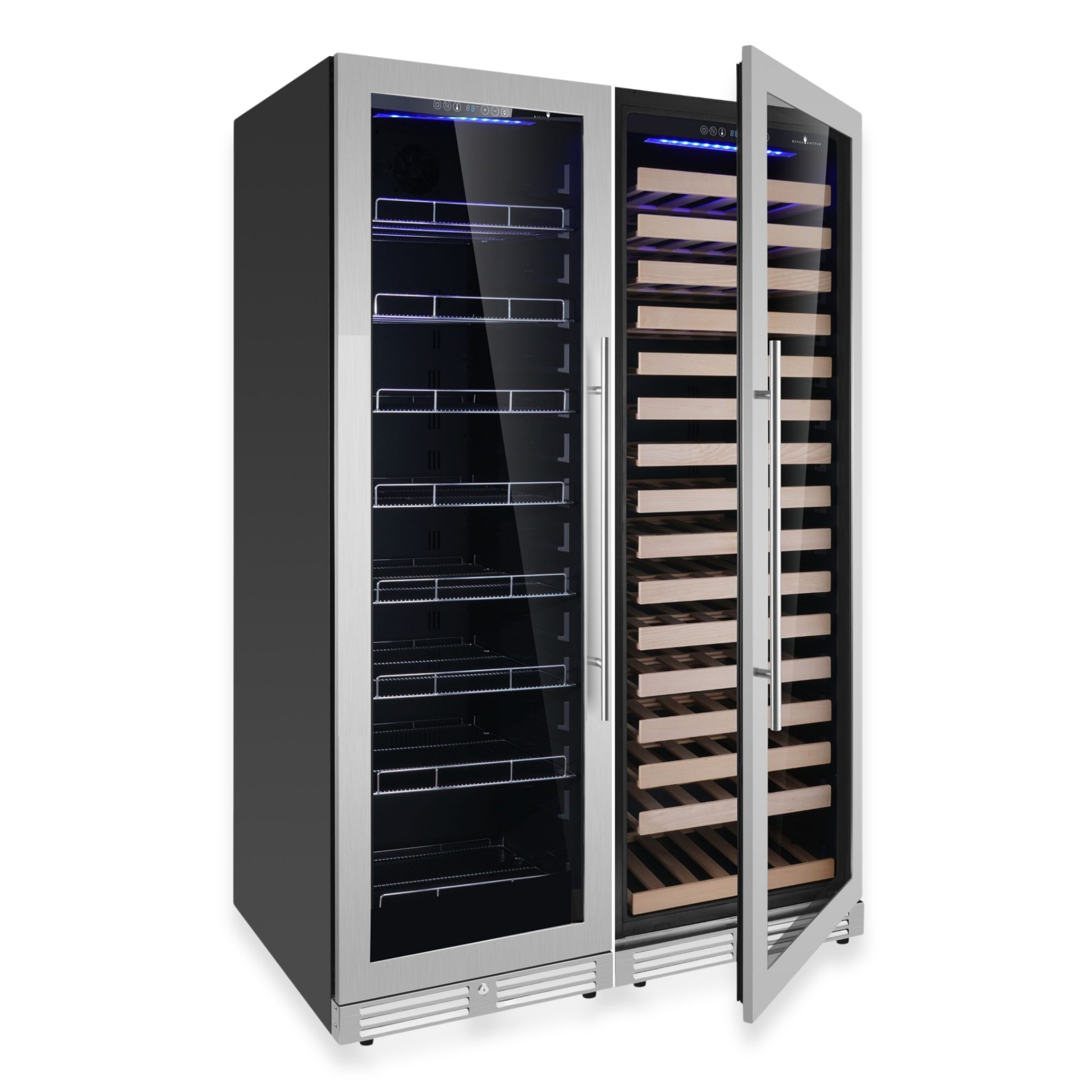 1800mm High Upright Wine & Beverage Refrigerator Combo with Individual Spaces and Temperatures