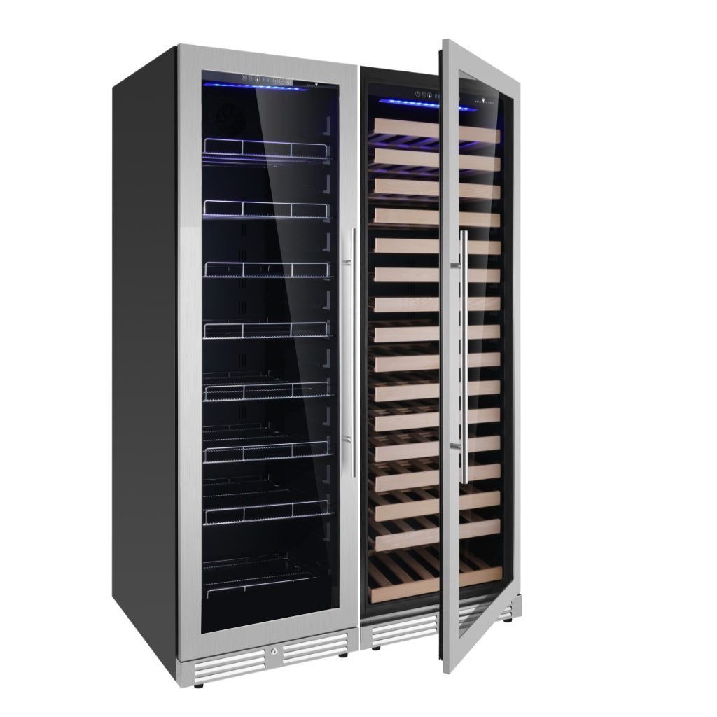 1800mm High Upright Wine & Beverage Refrigerator Combo with Individual Spaces and Temperatures