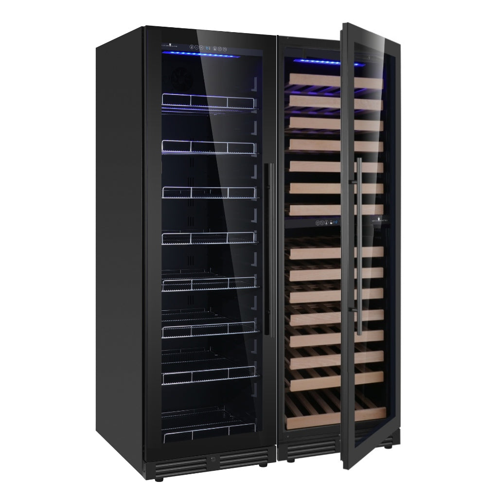 1800mm High Upright Wine & Beverage Refrigerator Combo with 3 Temperature Zones