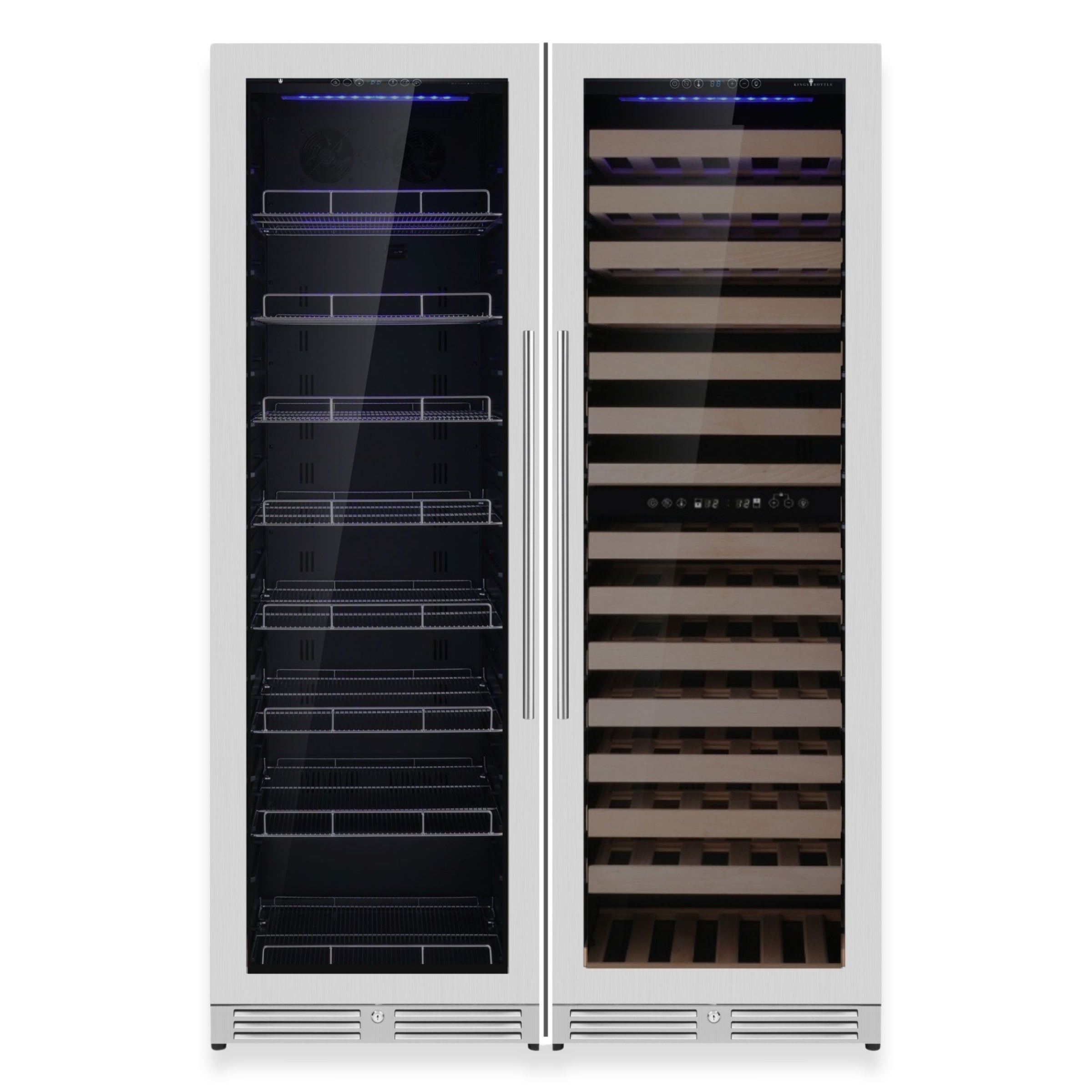 1800mm High Upright Wine & Beverage Refrigerator Combo with 3 Temperature Zones