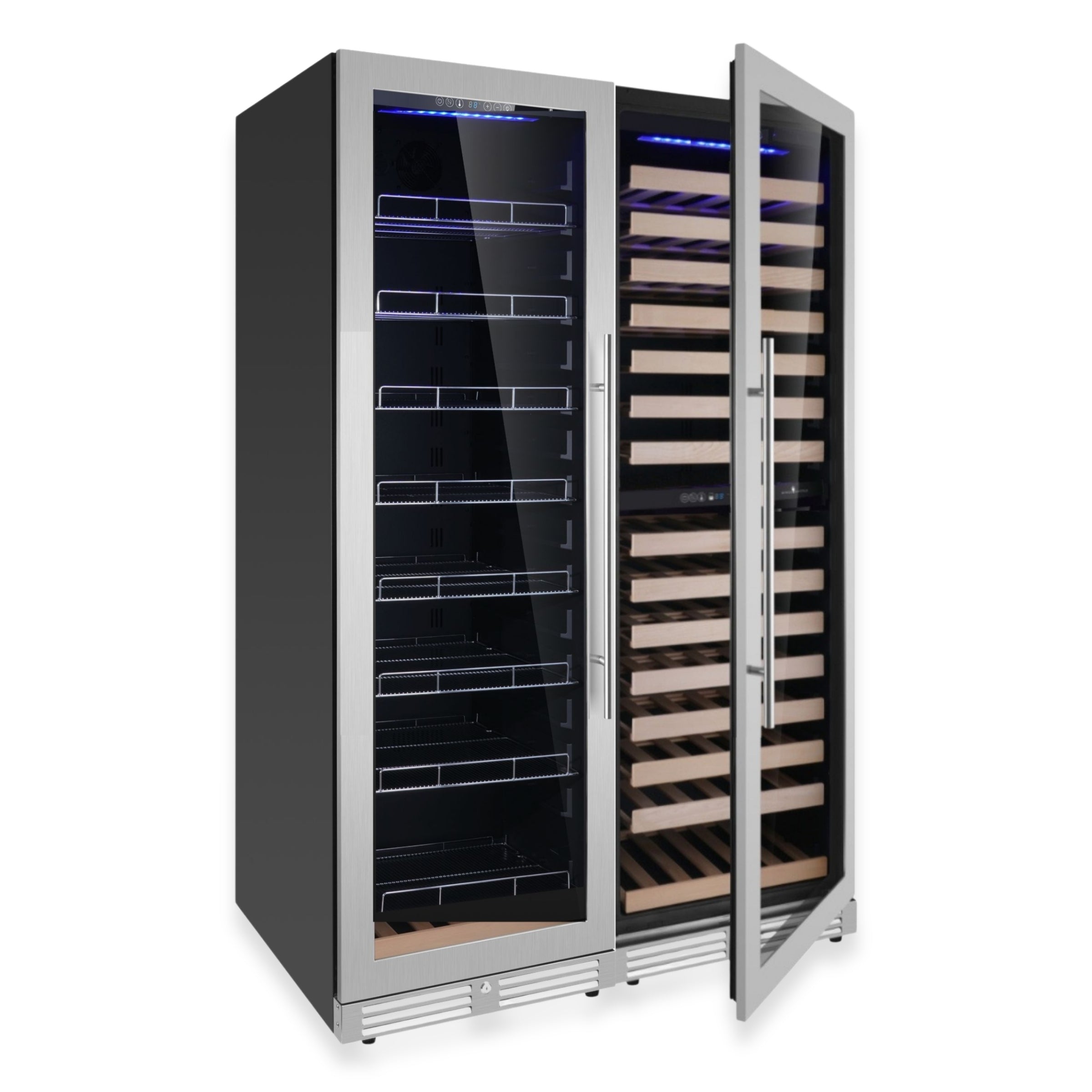 1800mm High Upright Wine & Beverage Refrigerator Combo with 3 Temperature Zones