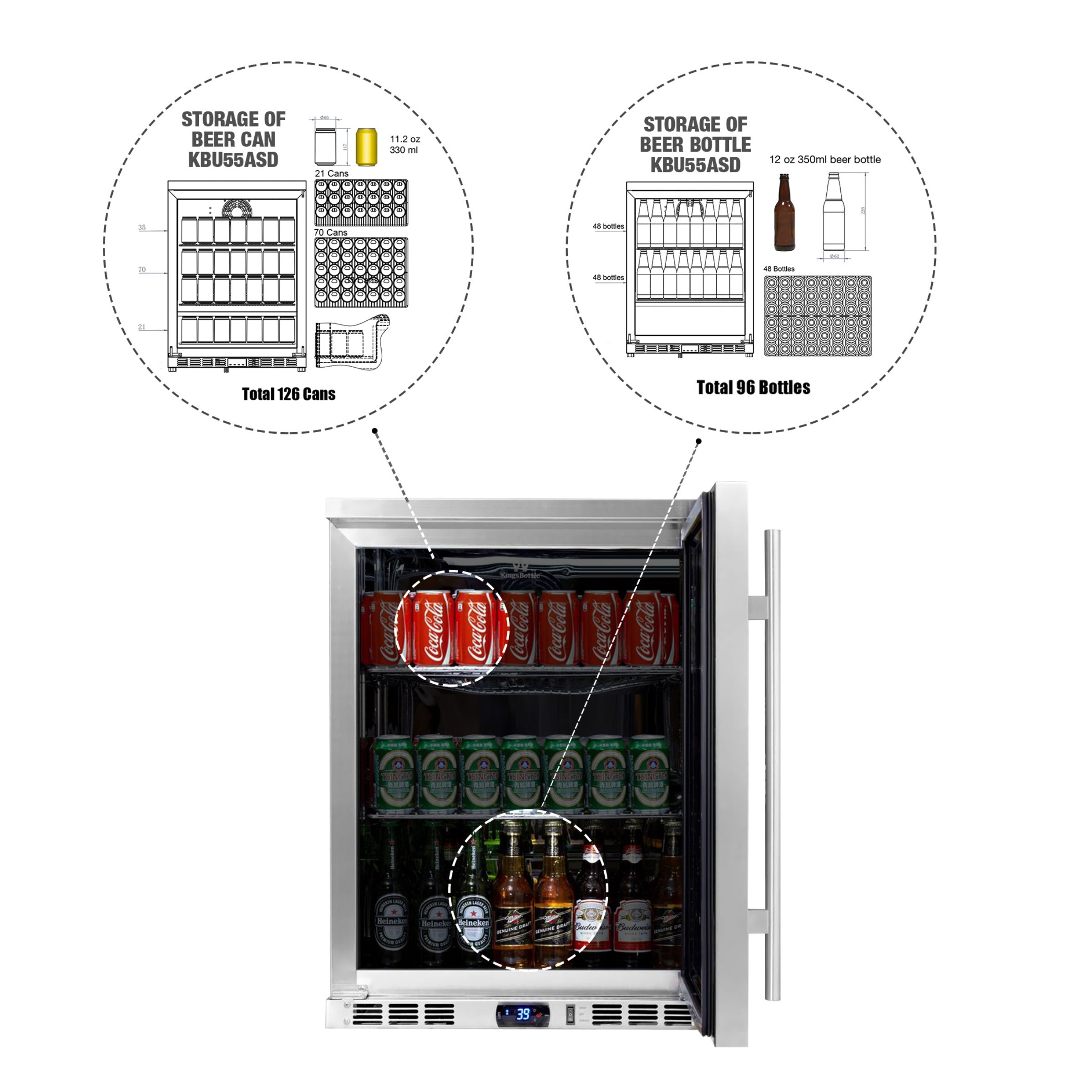 Solid Door Alfresco Beer Fridge with Stainless Steel Exterior and Interior