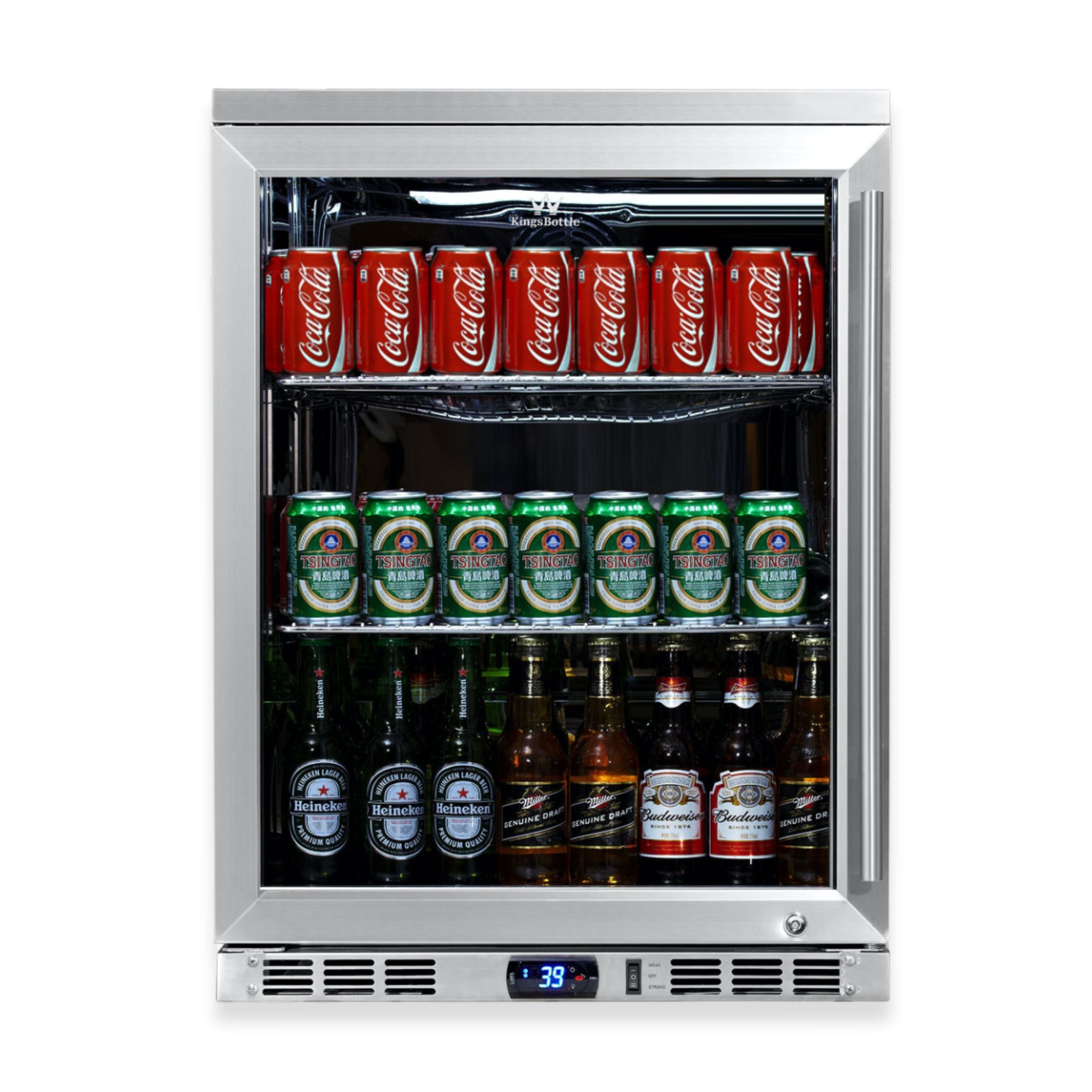 1-Door Full Stainless Under Bench Beverage Fridge Heating Glass