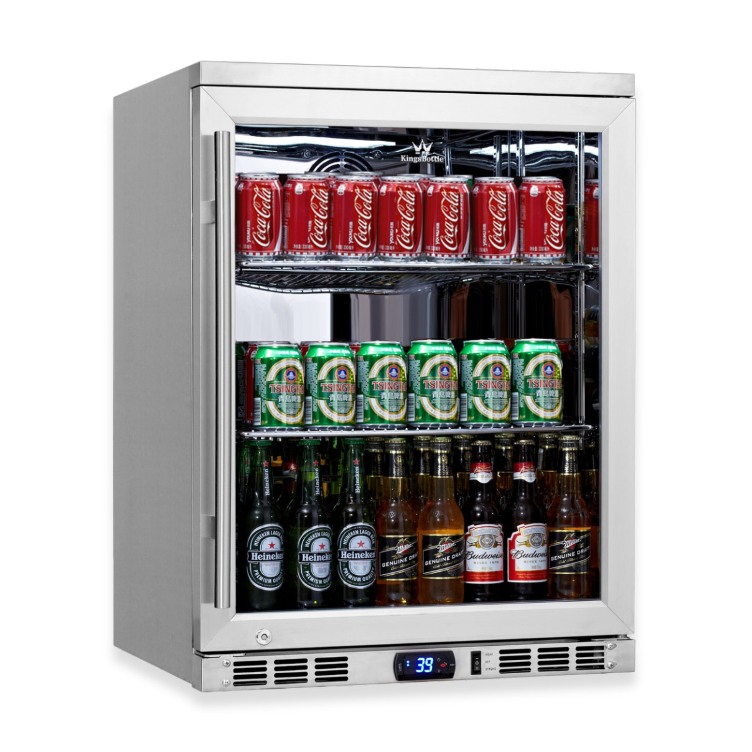 1-Door Full Stainless Under Bench Beverage Fridge Heating Glass