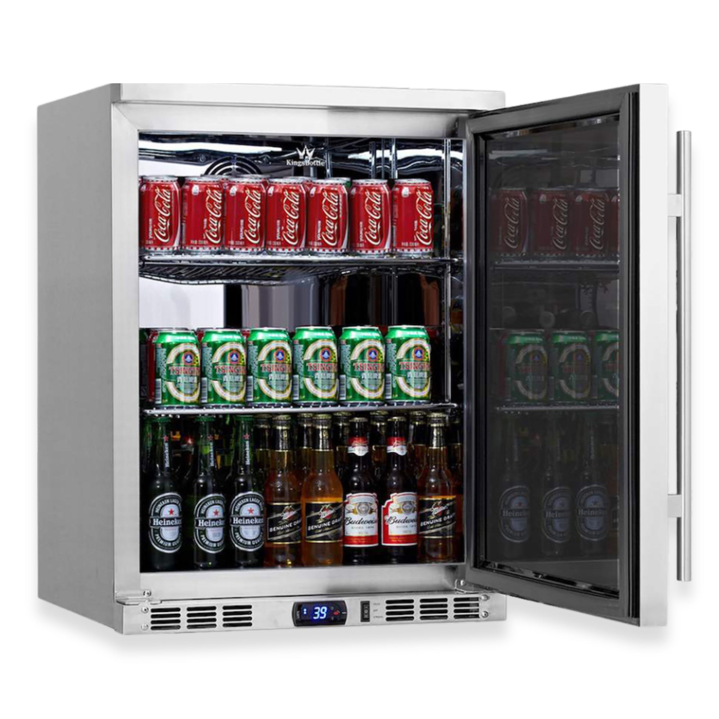 1-Door Full Stainless Under Bench Beverage Fridge Heating Glass