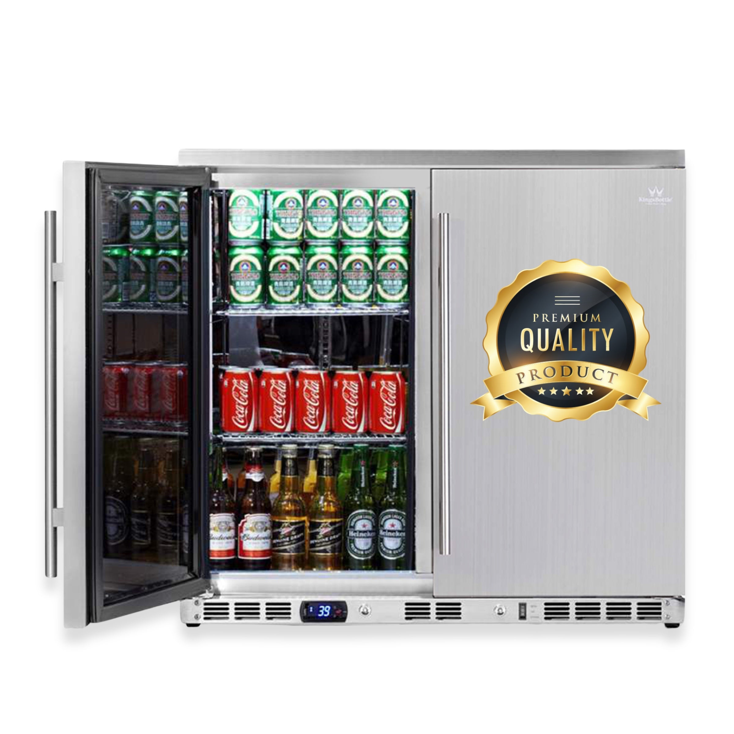 2 Door Full Stainless Under Bench Beverage Fridge Outdoor