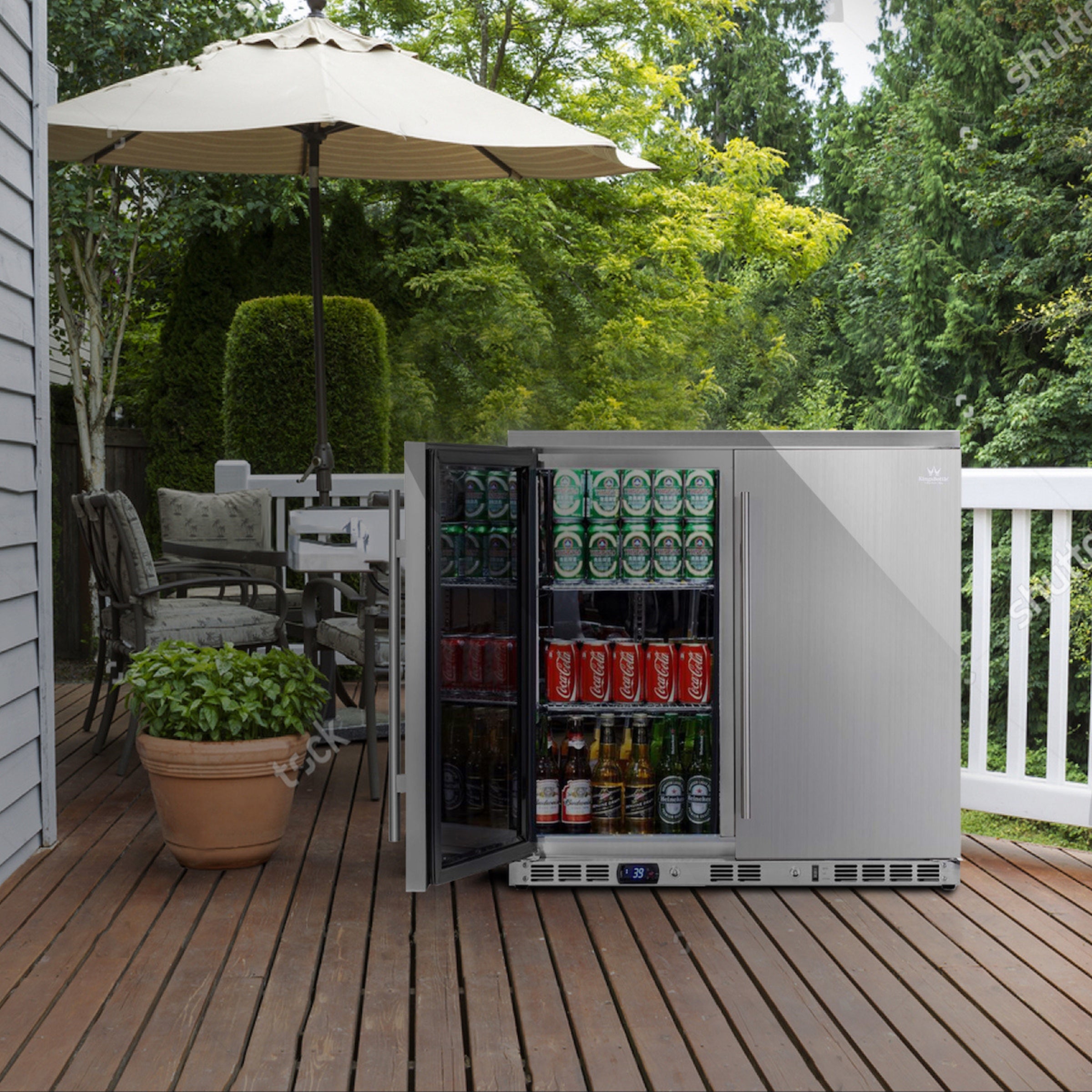 2 Door Full Stainless Under Bench Beverage Fridge Outdoor