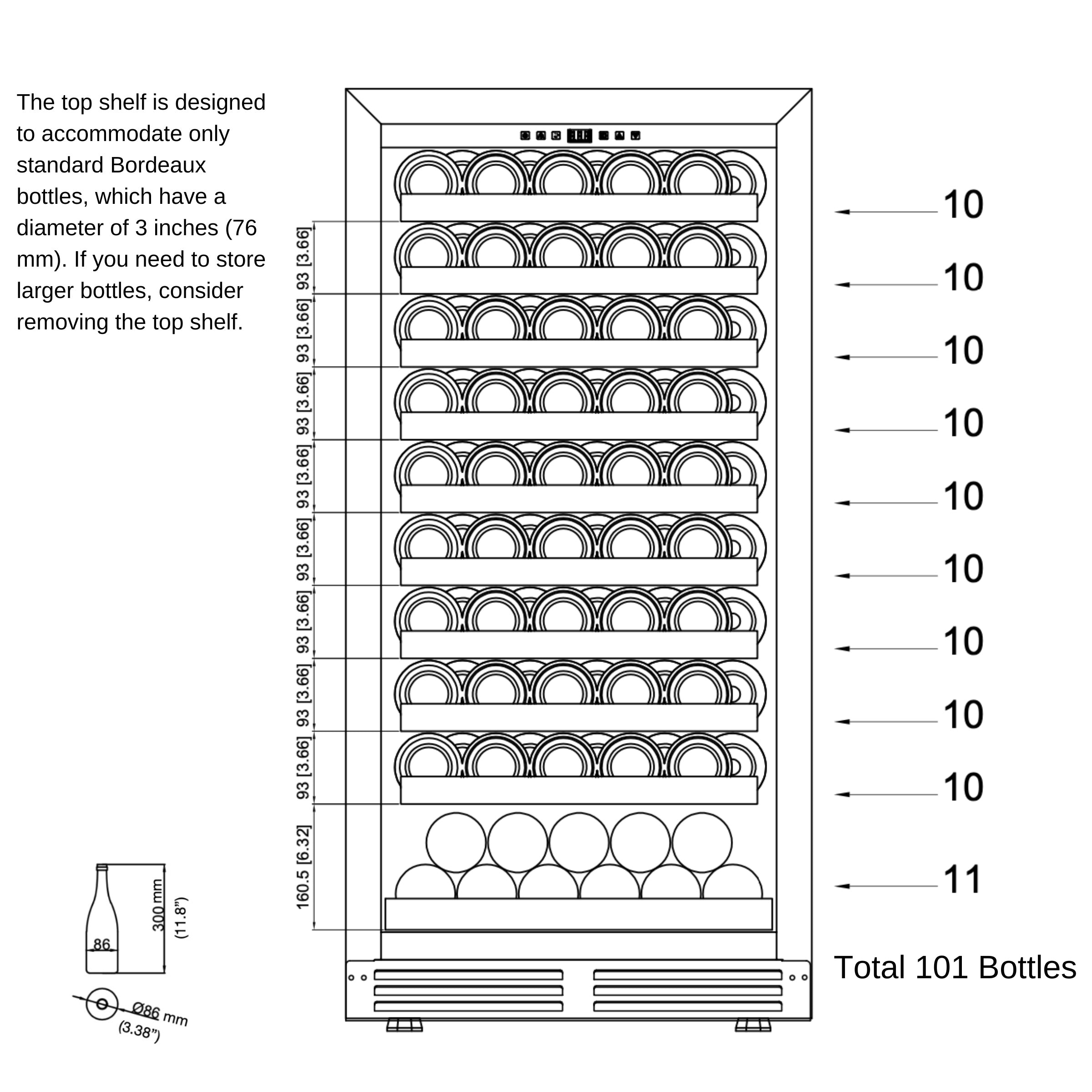 1200mm Height Upright LOW-E Glass Door Single Zone Wine Fridge