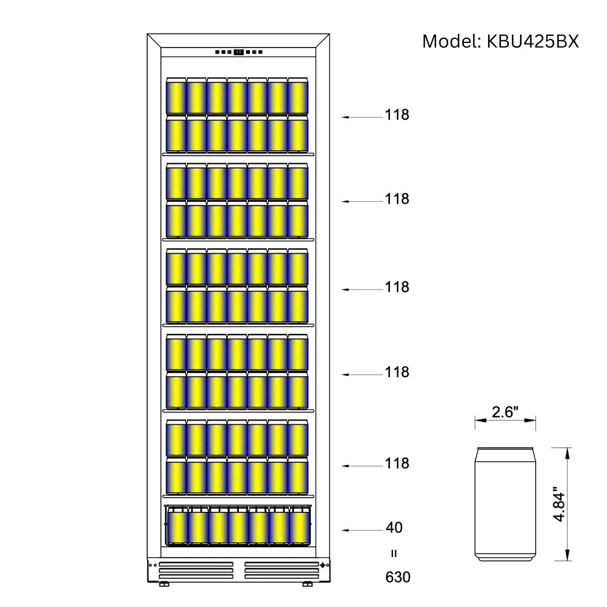 Refurbished 425 Litre Upright Low-E Glass Door Bar Refrigerator