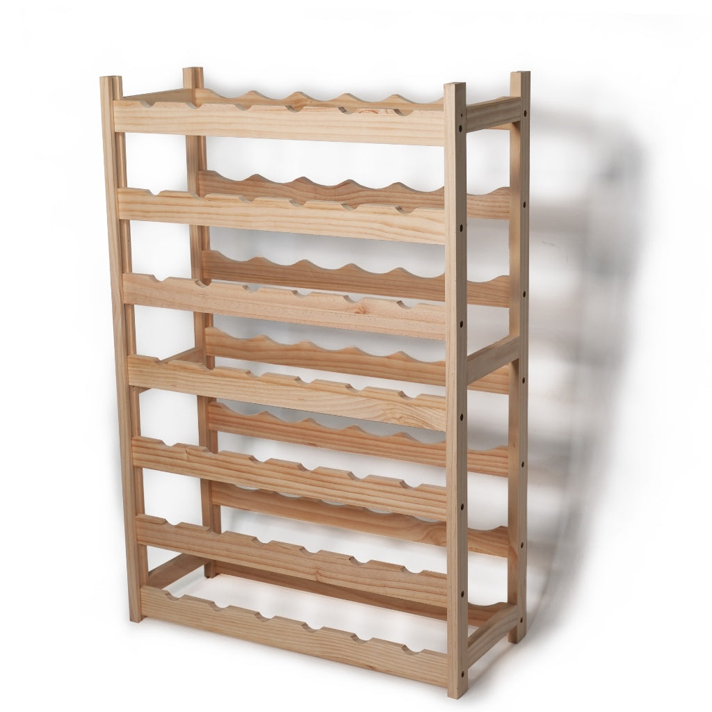 42-Bottle or 77-Bottle Pine Wine Rack