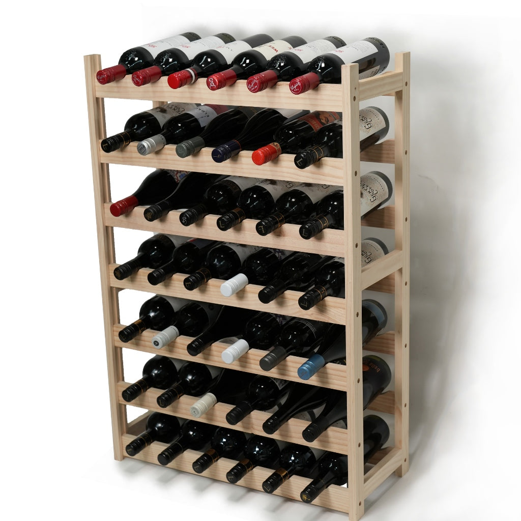 42-Bottle or 77-Bottle Pine Wine Rack