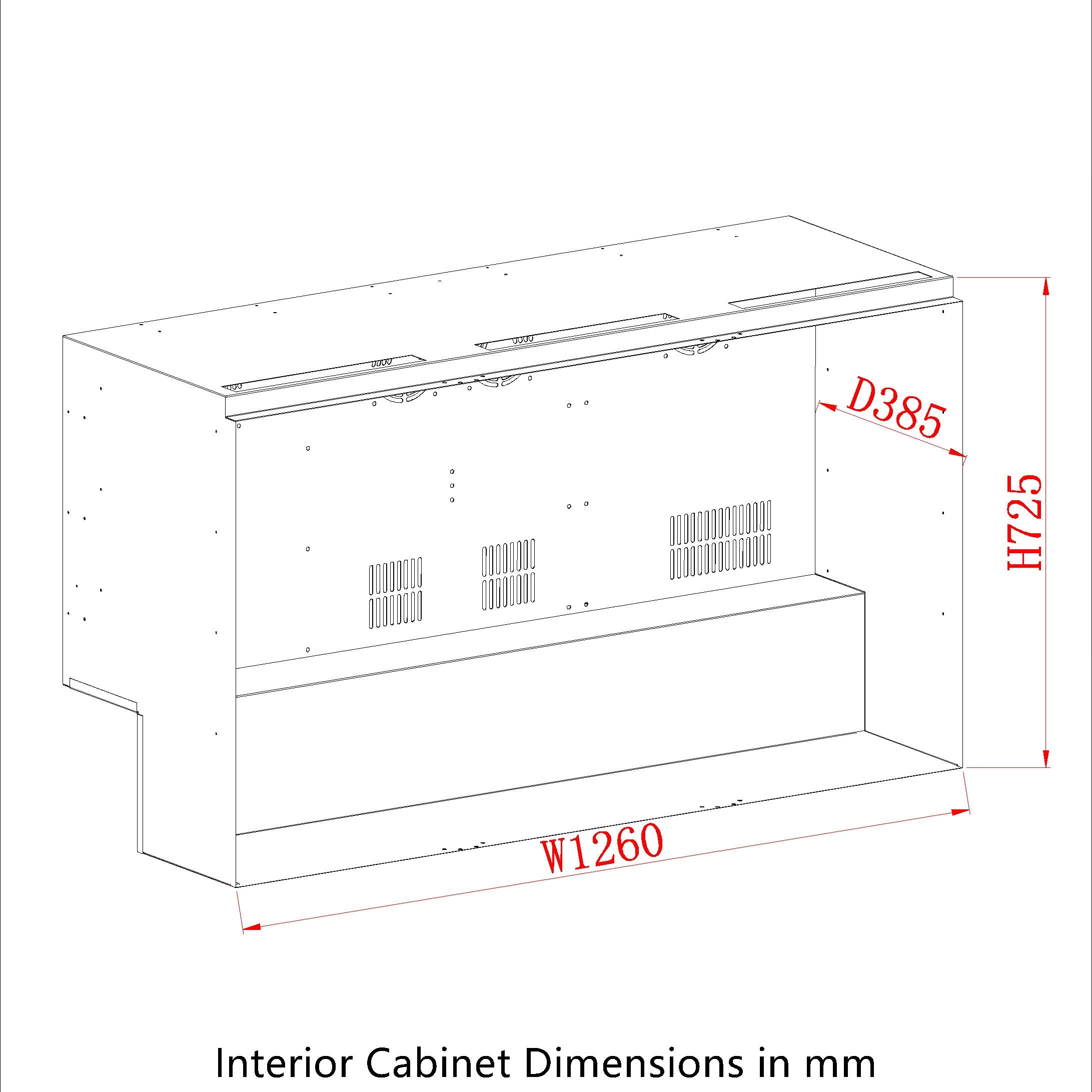 Interior Cabinet Dimensions in mm