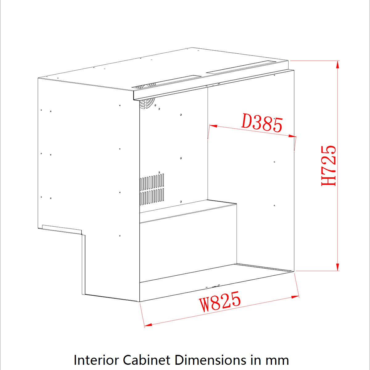 Interior Cabinet Dimensions in mm