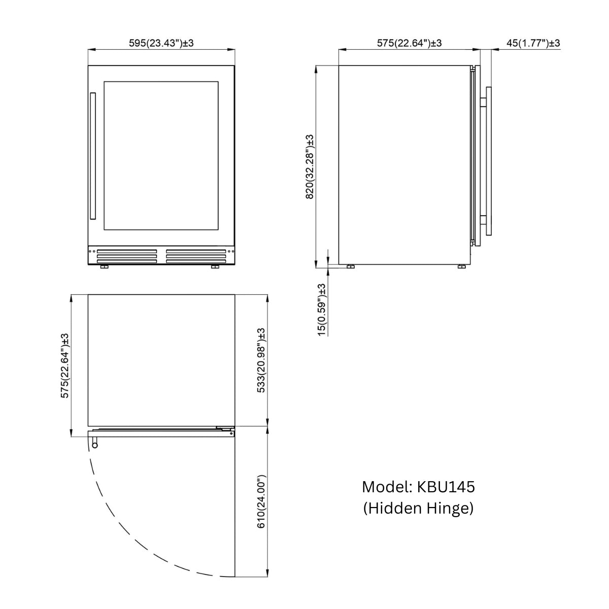 820mm Height Under Counter Glass Door Dual Zone Wine Fridge