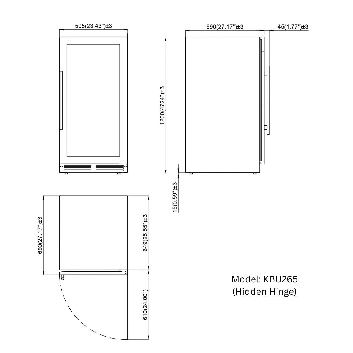 1200mm Height Upright LOW-E Glass Door Single Zone Wine Fridge