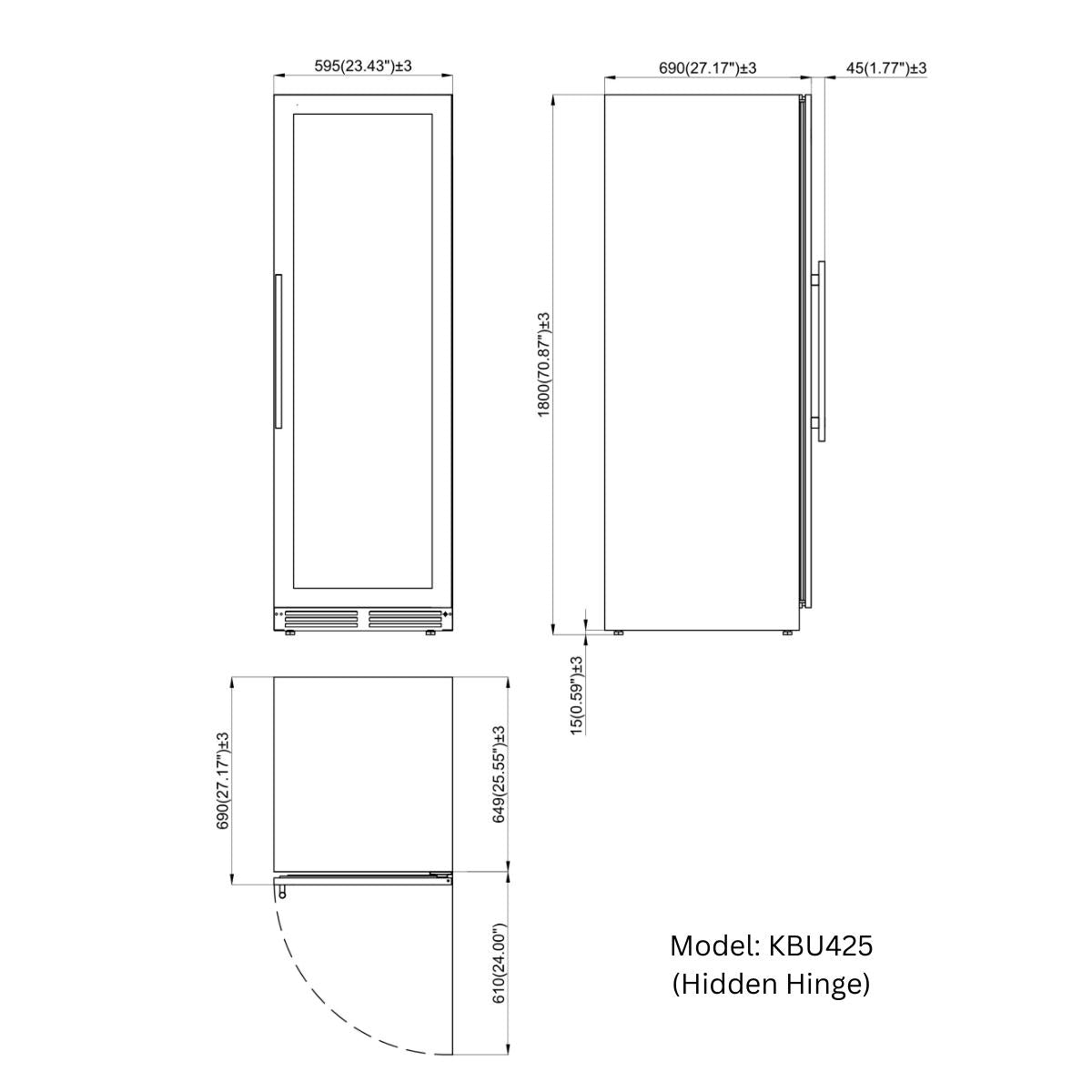 1800mm Height Upright Low-E Glass Door Dual Zone Wine Fridge