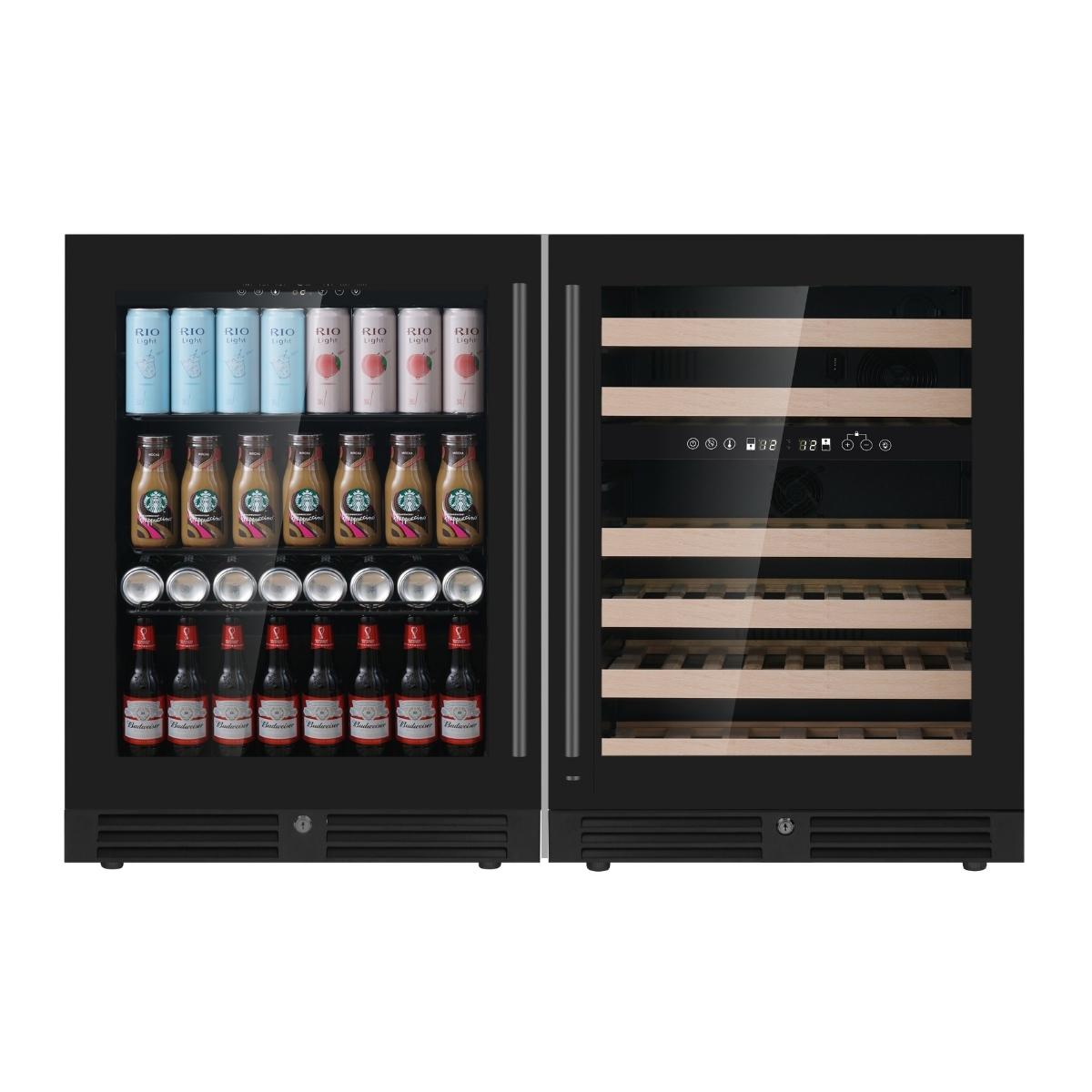 1200mm Wide Under Bench Wine Fridge and Bar Refrigerator COMBO with 3 Separate Temperature Zones