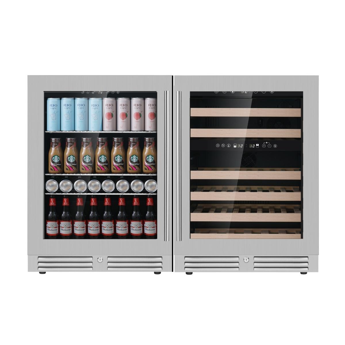 1200mm Wide Under Bench Wine Fridge and Bar Refrigerator COMBO with 3 Separate Temperature Zones