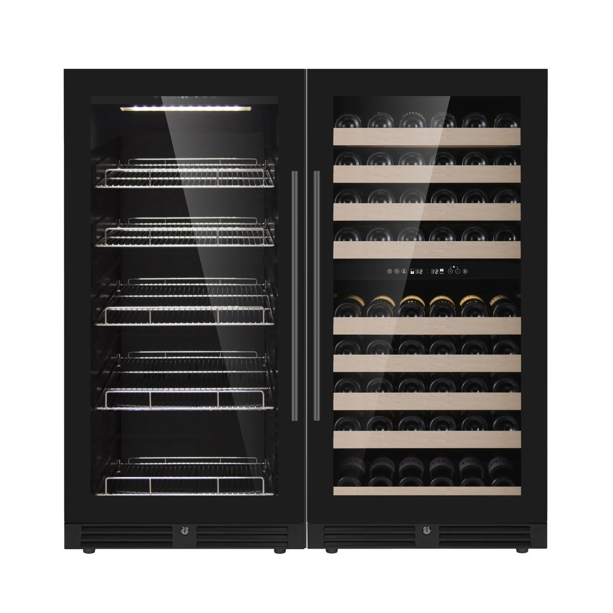 1200mm High Upright Wine and Beverage Refrigerator Combo with 3 Separate Temperature Zones