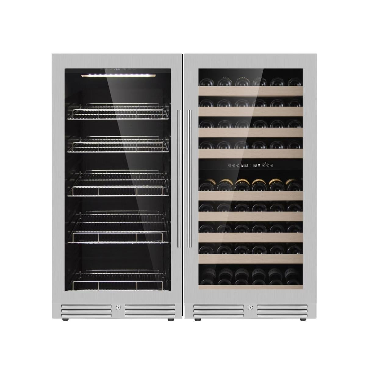 1200mm High Upright Wine and Beverage Refrigerator Combo with 3 Separate Temperature Zones