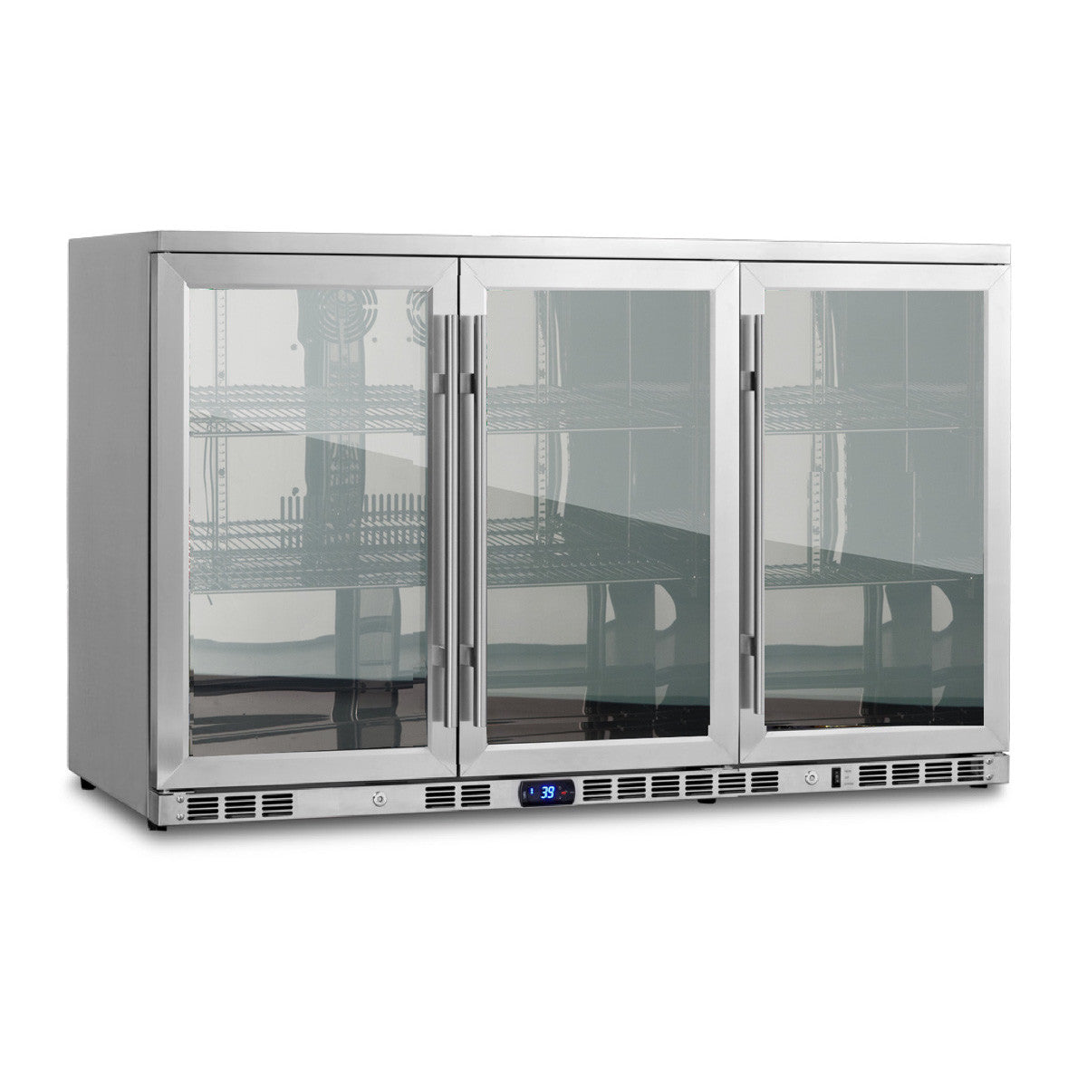 3 Door Full Stainless Under Bench Beverage Fridge Heating Glass