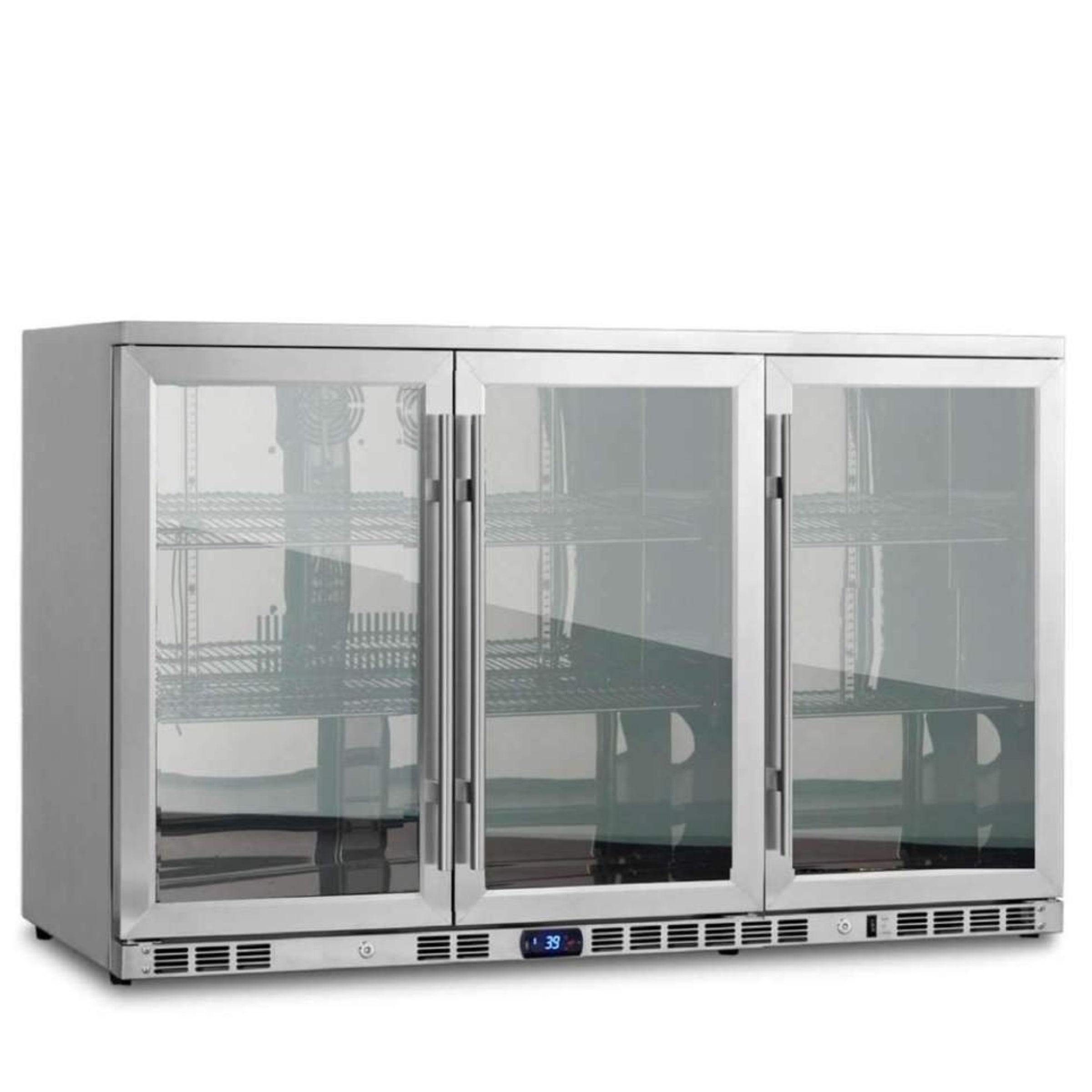 3 Door Full Stainless Under Bench Beverage Fridge Heating Glass