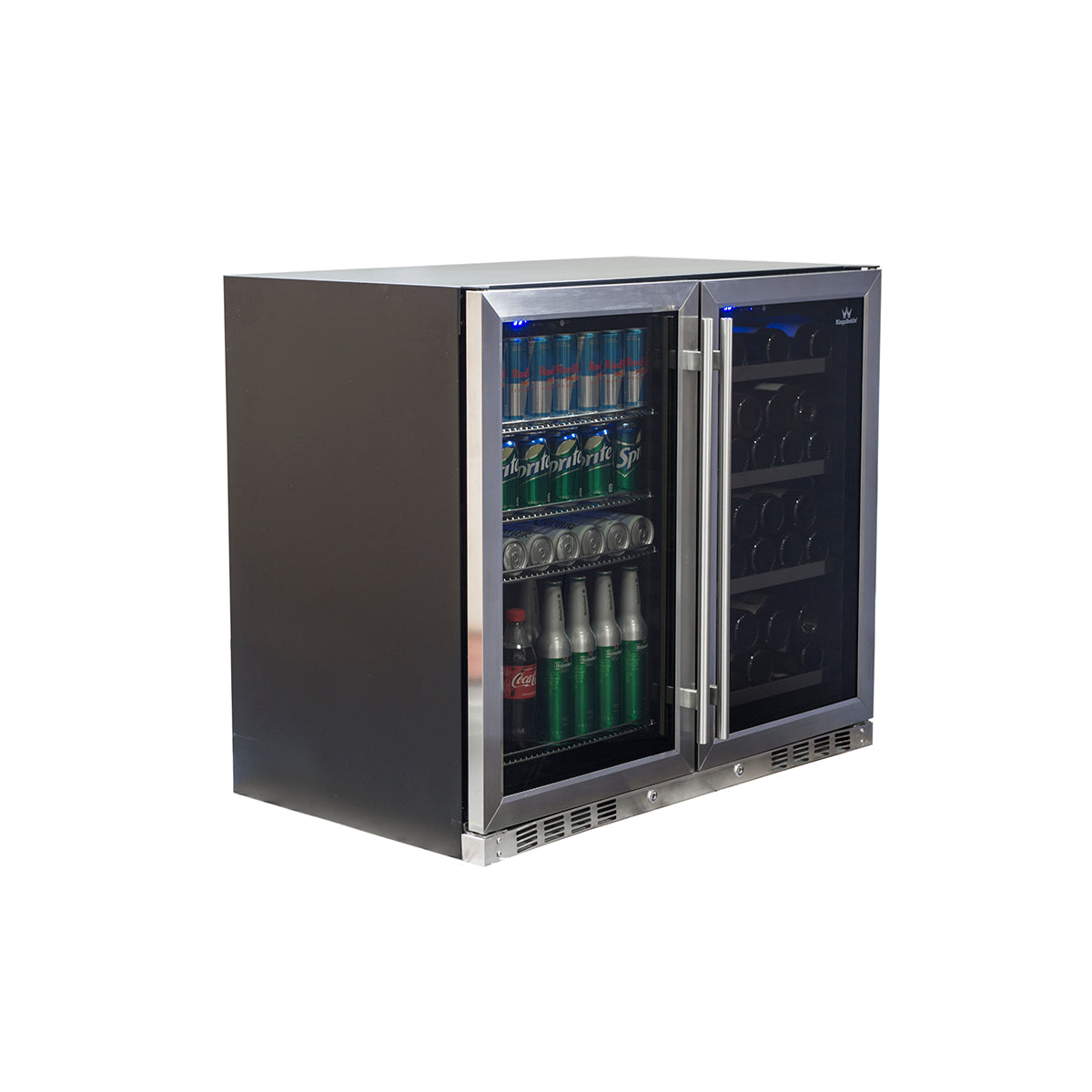 985mm Wide Under Bench Beer and Wine Fridge Combo