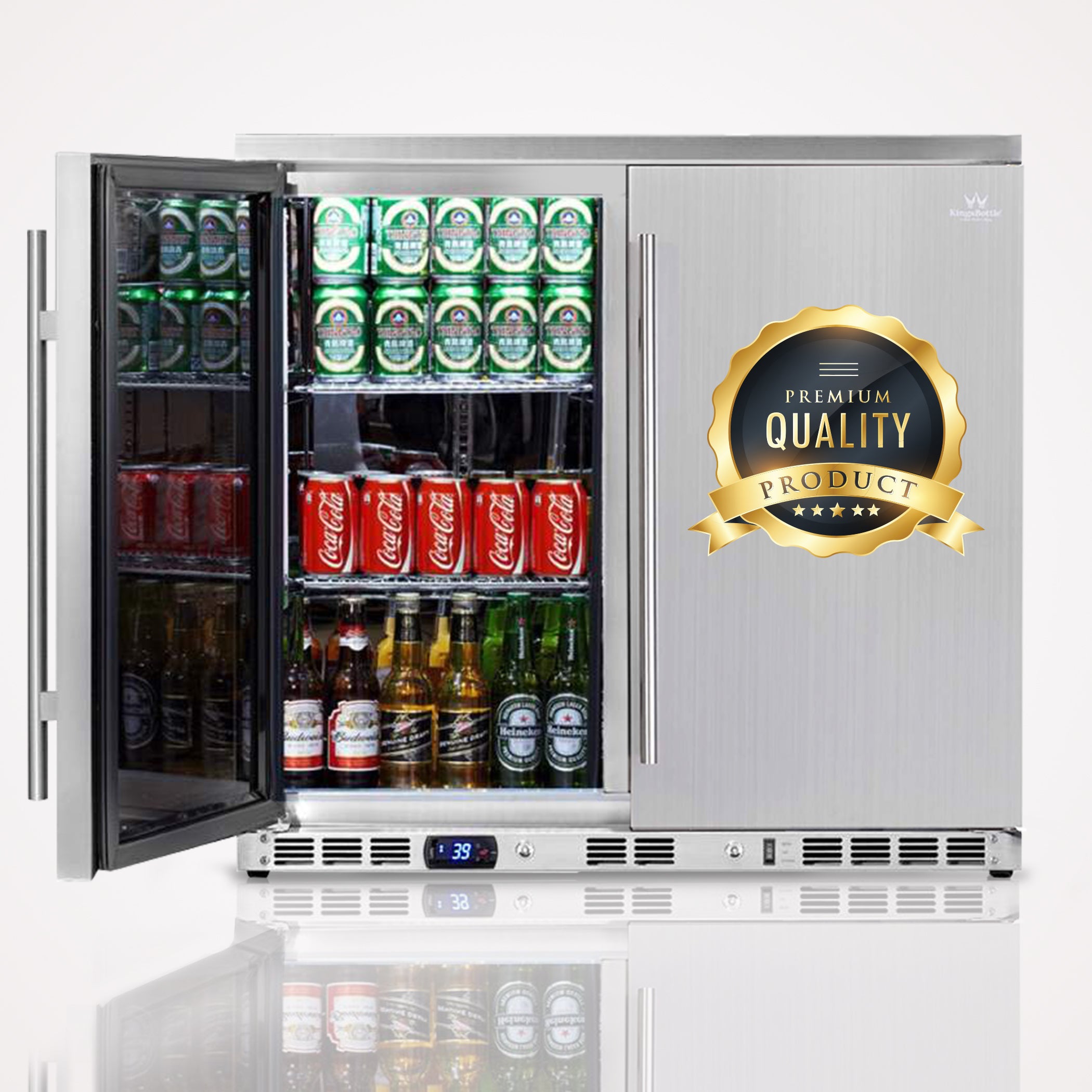 2-Door Full Stainless Under Bench Beverage Fridge, Outdoor | KB56ASD