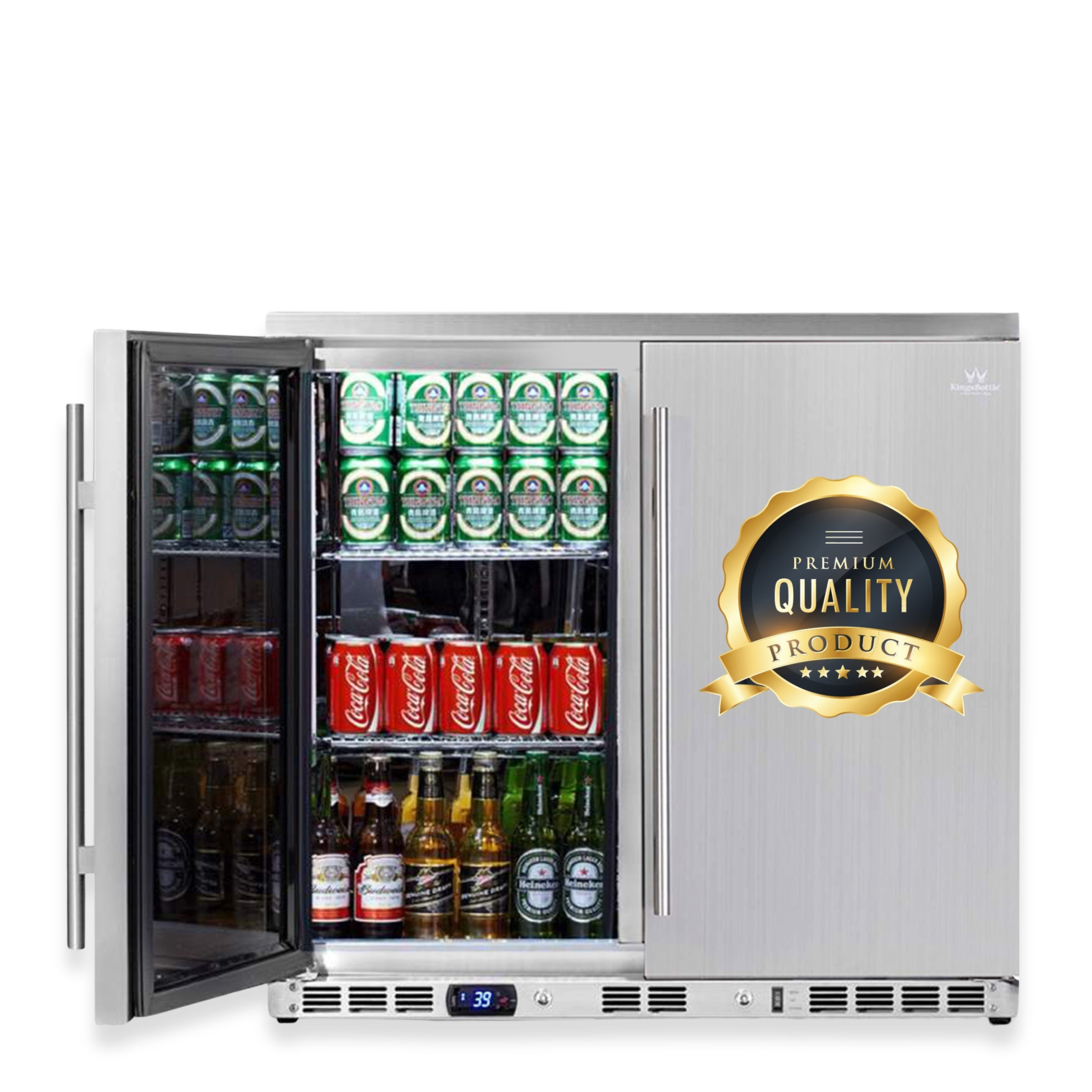 2-Door Full Stainless Under Bench Beverage Fridge, Outdoor | KB56ASD