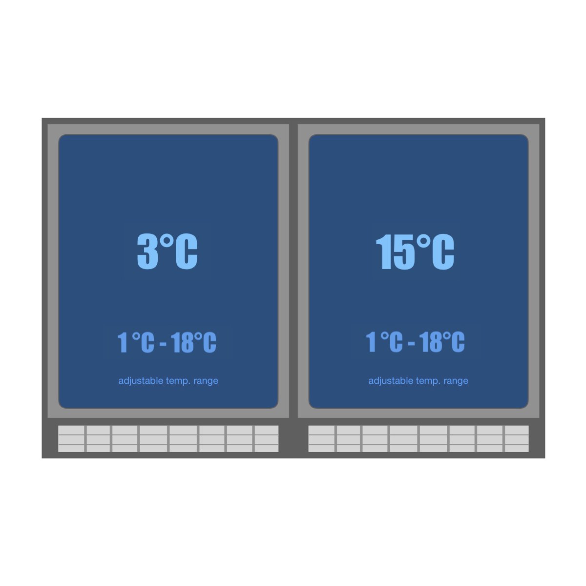 Temperature range KB28LR wine and beer bar fridge combo